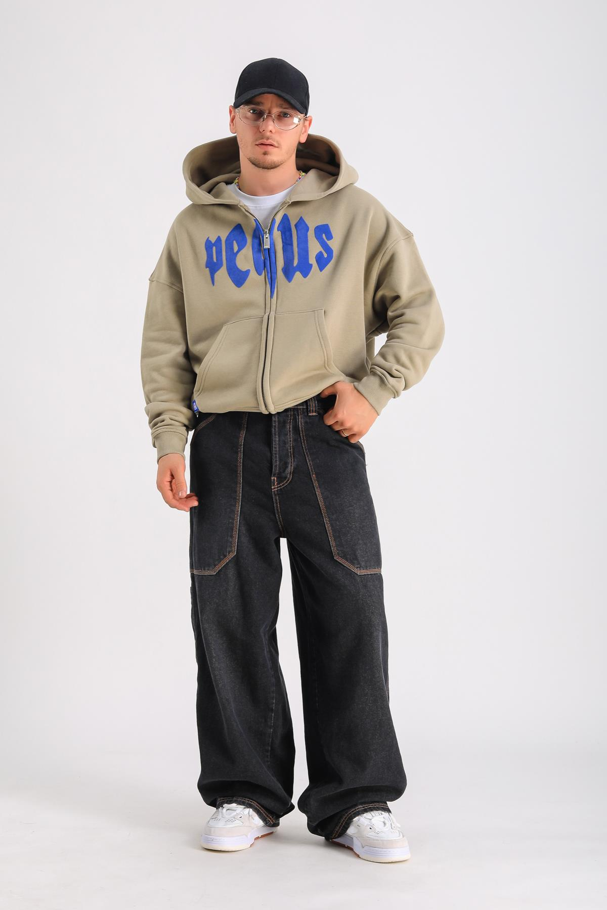 PQS Baskılı Oversize Zipper Hoodie SW1240