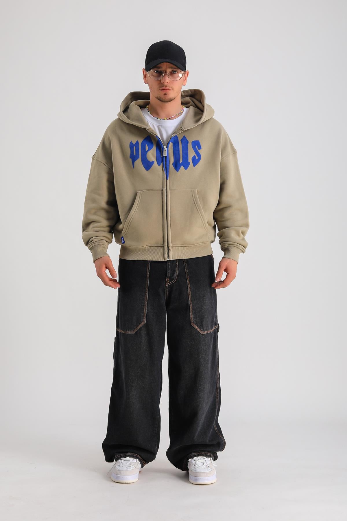 PQS Baskılı Oversize Zipper Hoodie SW1240