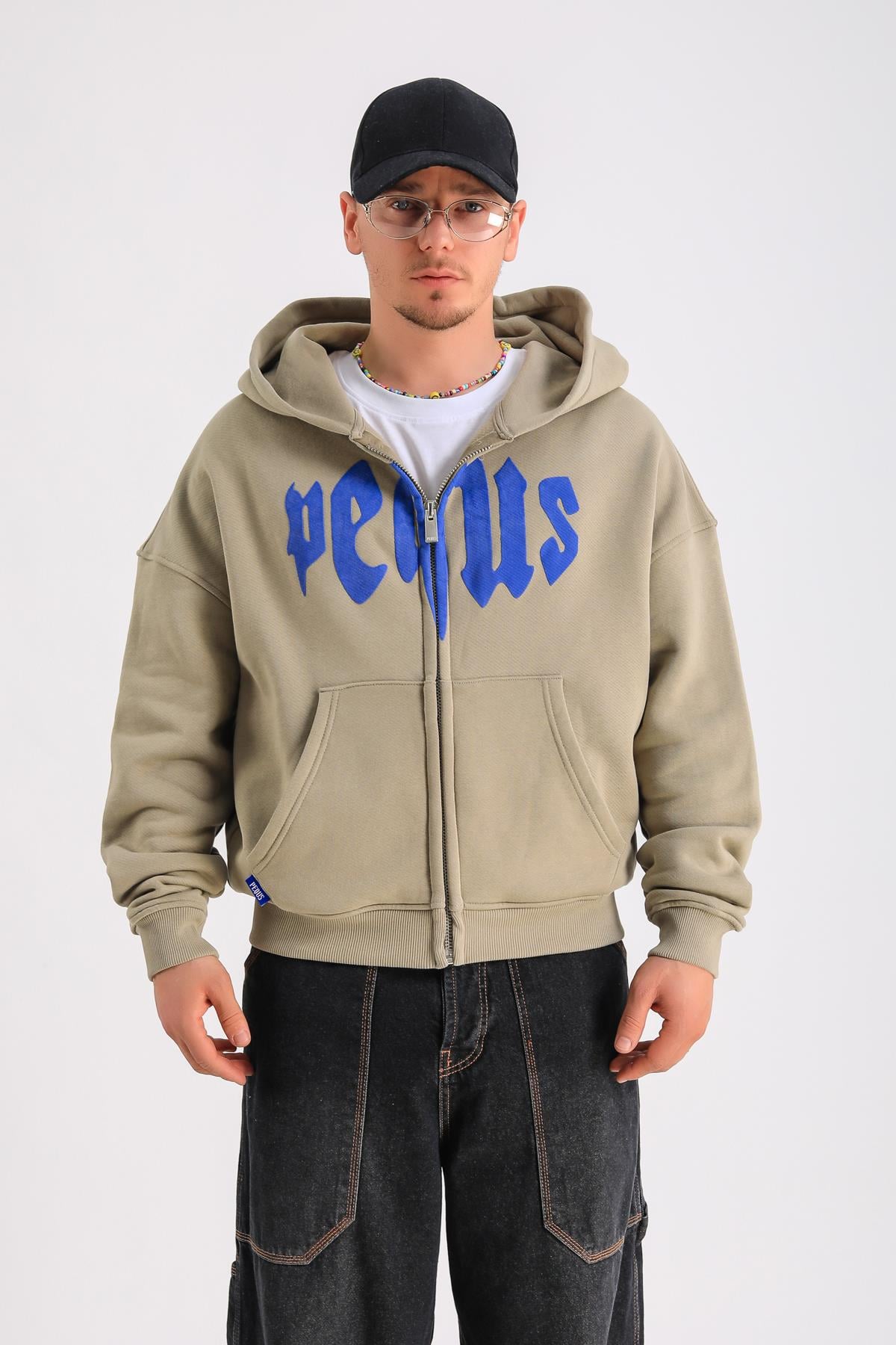 PQS Baskılı Oversize Zipper Hoodie SW1240
