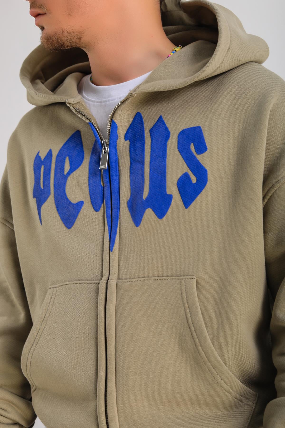 PQS Baskılı Oversize Zipper Hoodie SW1240