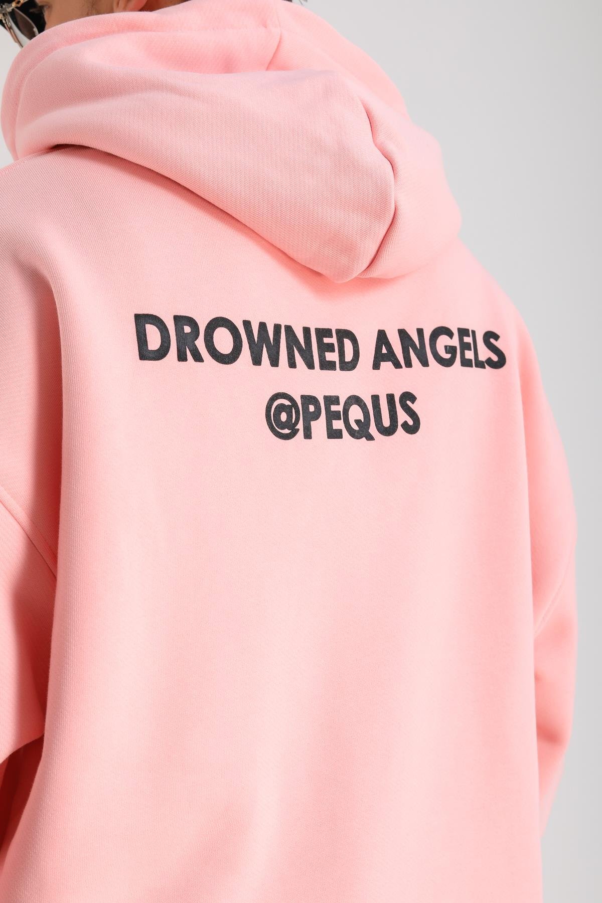 PQS Baskılı Pembe Oversize Hoodie SW1249