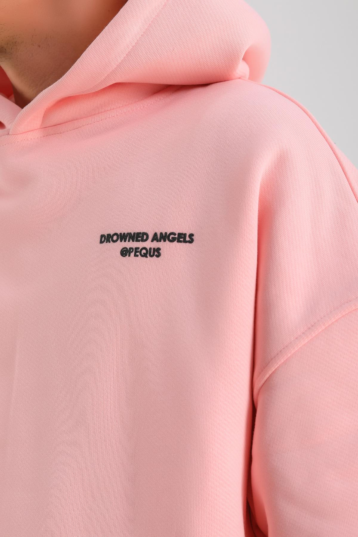 PQS Baskılı Pembe Oversize Hoodie SW1249