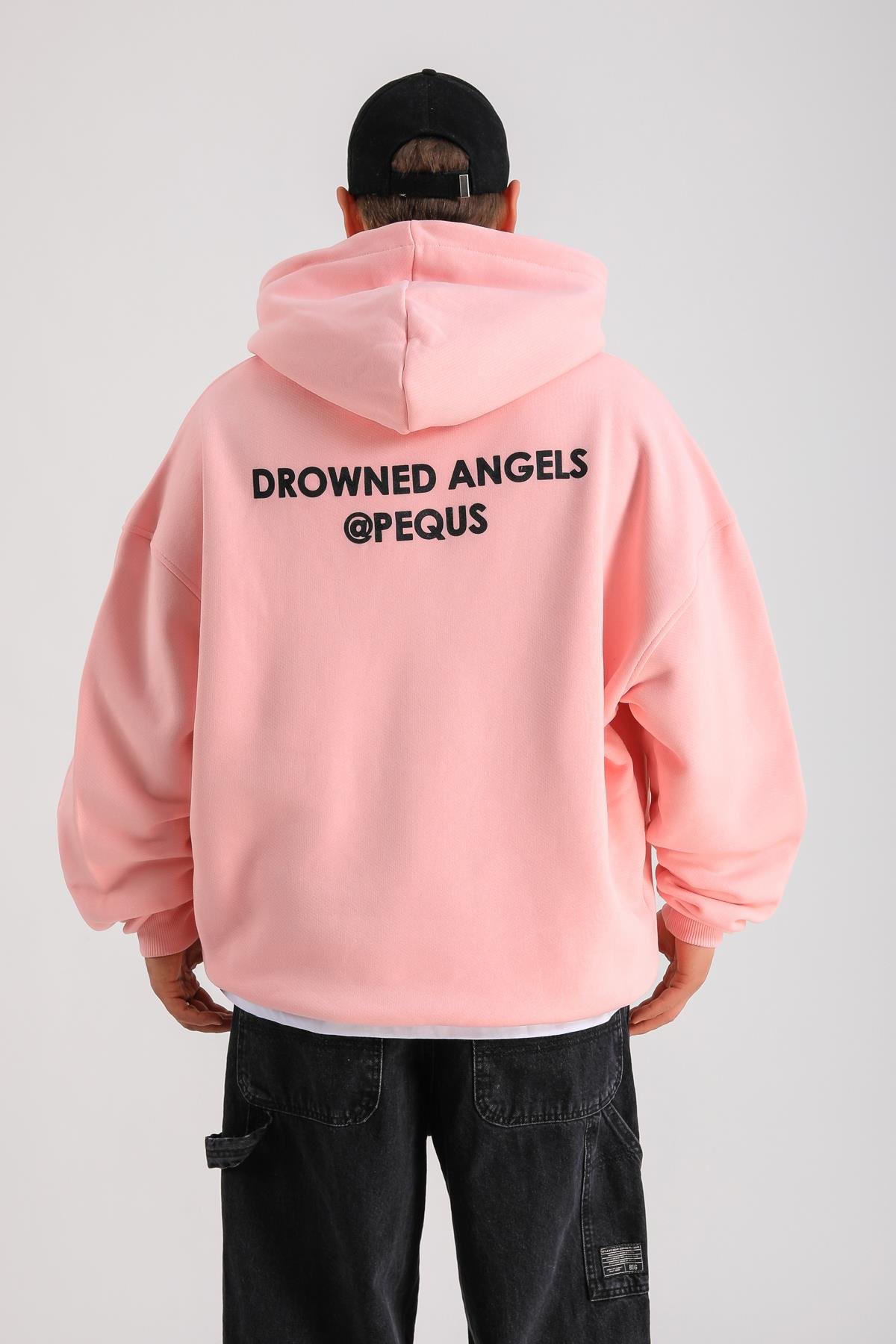 PQS Baskılı Pembe Oversize Hoodie SW1249