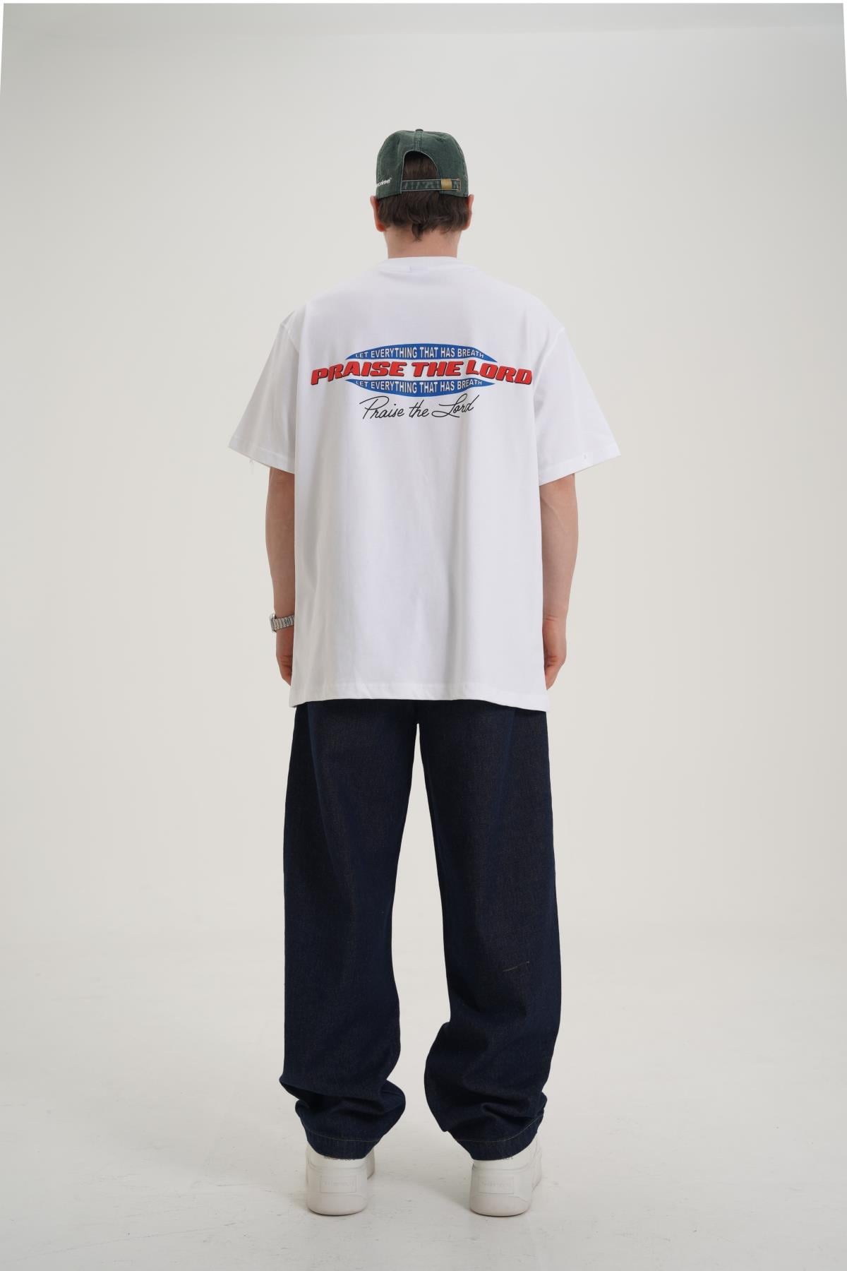 Praise Baskılı Beyaz Oversize Tshirt CT01 MRT26008/1