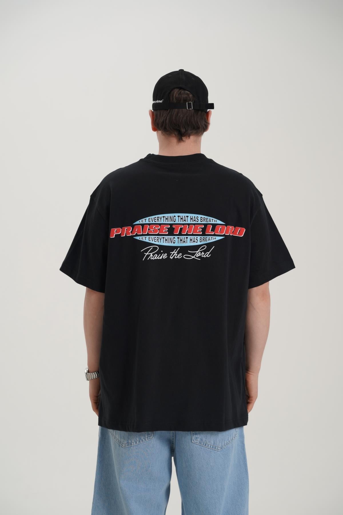Praise Baskılı Siyah Oversize Tshirt CT01 MRT26008/1