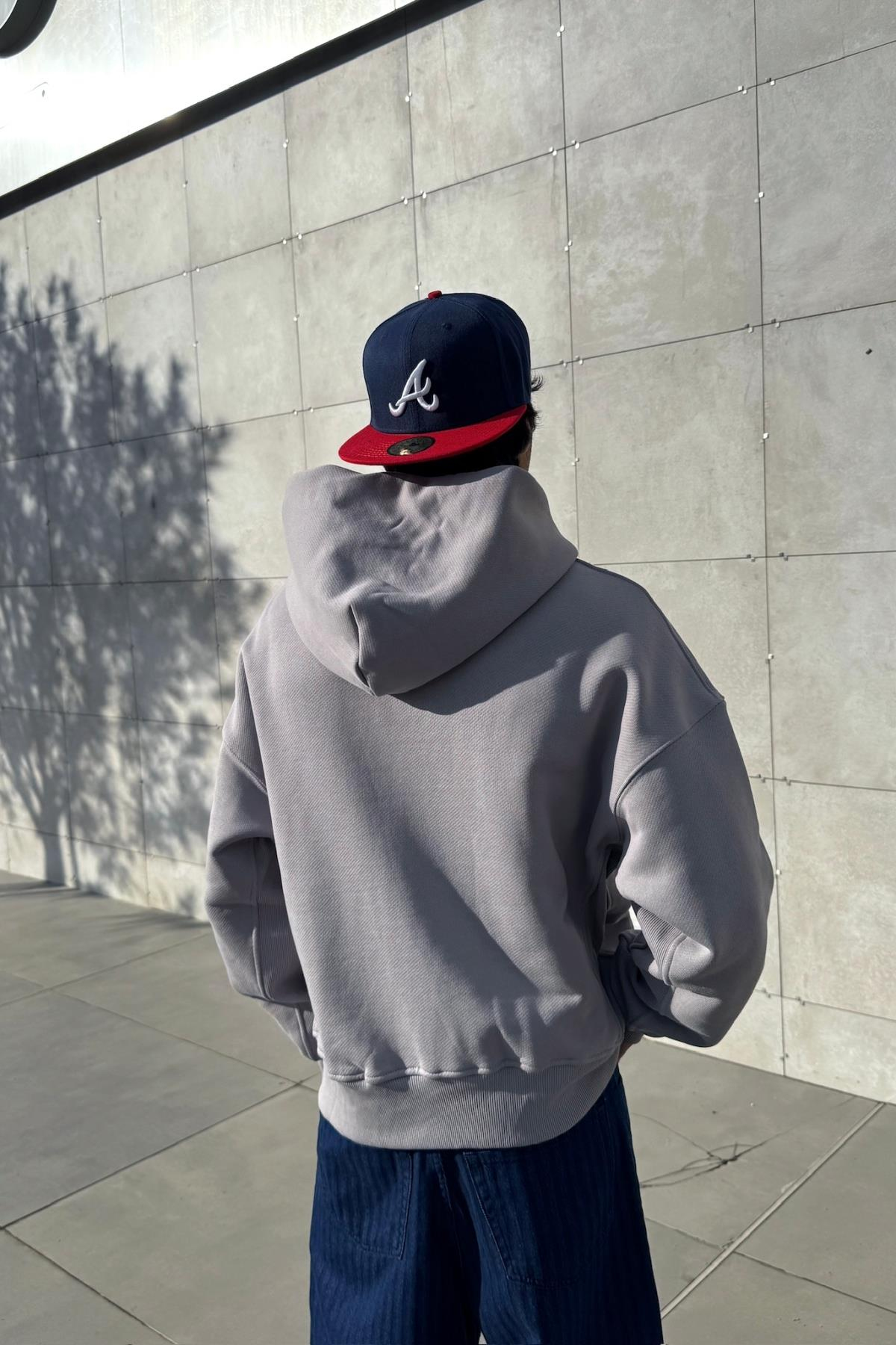 Premium Gri Oversize Zipper Hoodie JC1336