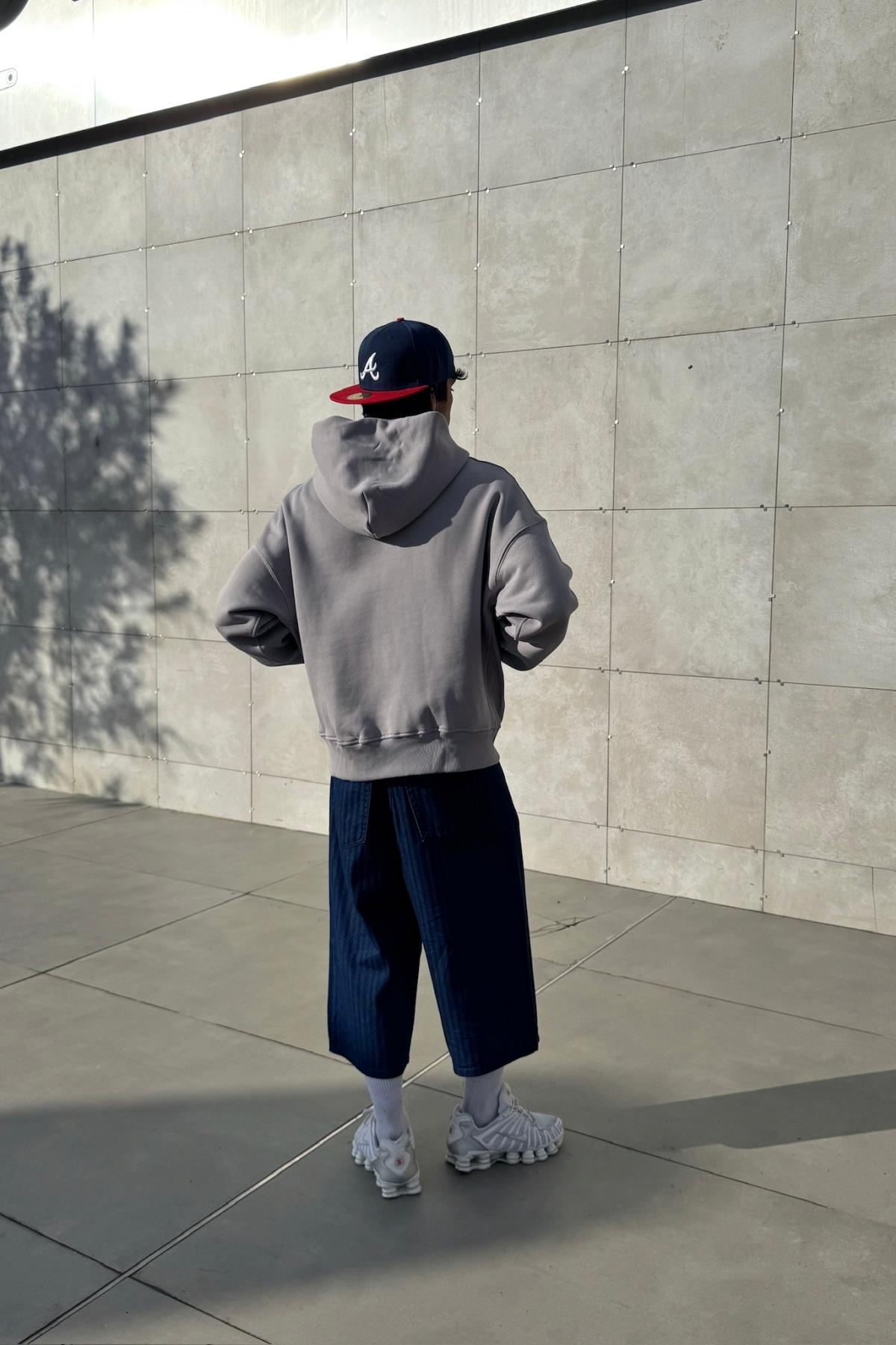 Premium Gri Oversize Zipper Hoodie JC1336