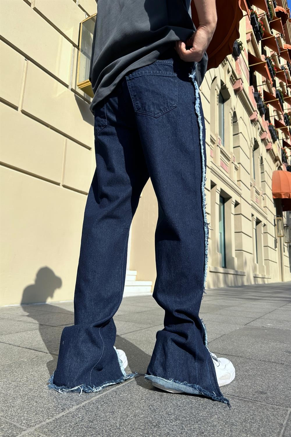 Püskül Şerit Detay Koyu Mavi Jean Pantolon P769