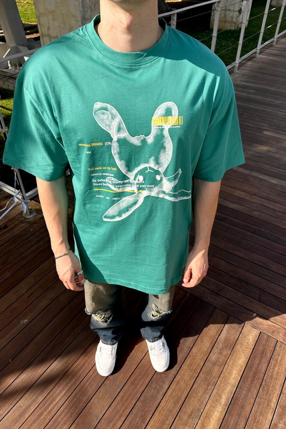 Rabbit Promo Yeşil Oversize Tshirt T1092