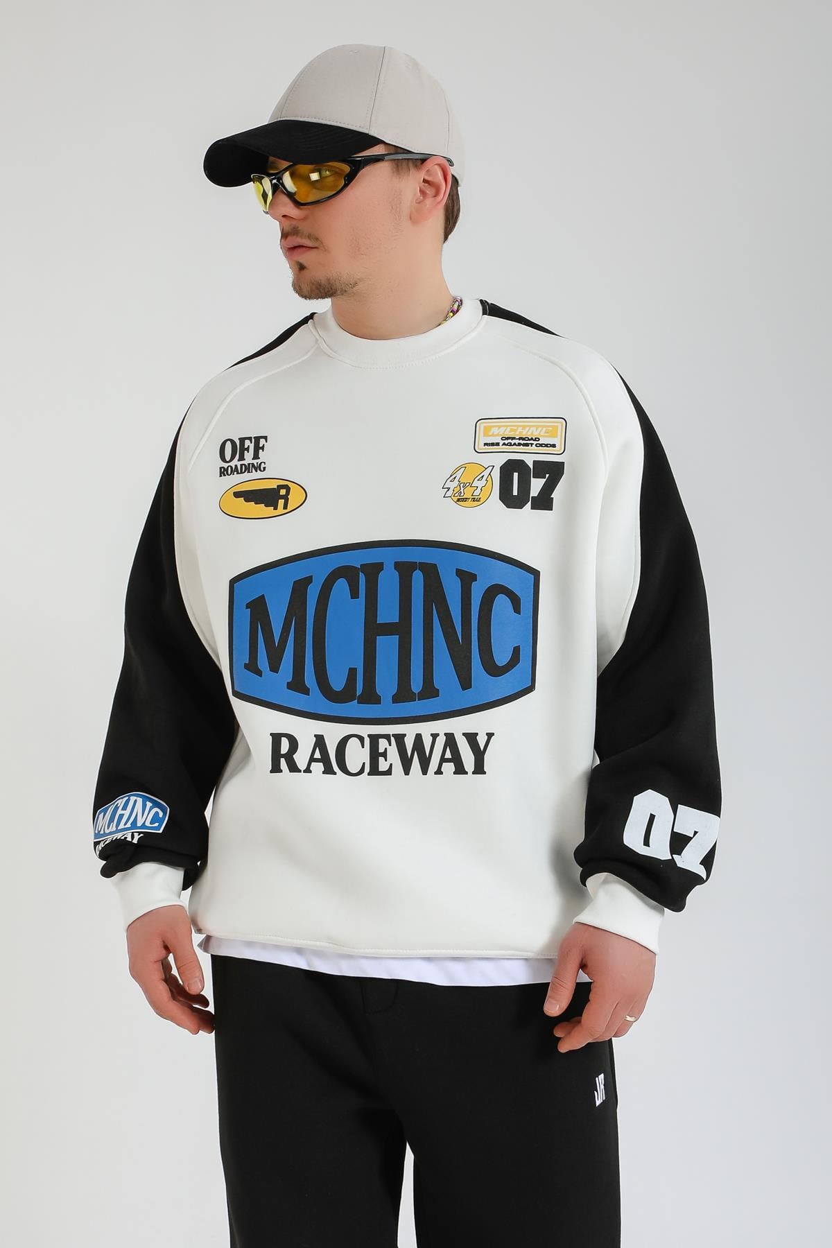 Raceway Krem Oversize Sweatshirt SW1366