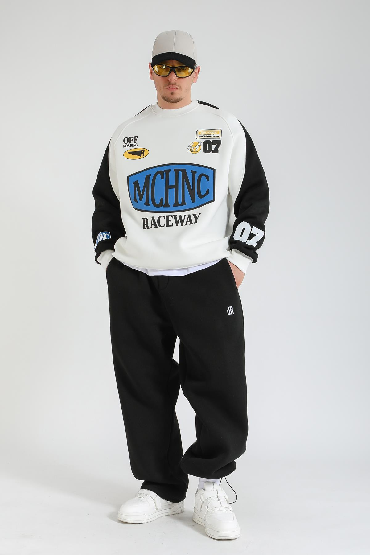 Raceway Krem Oversize Sweatshirt SW1366