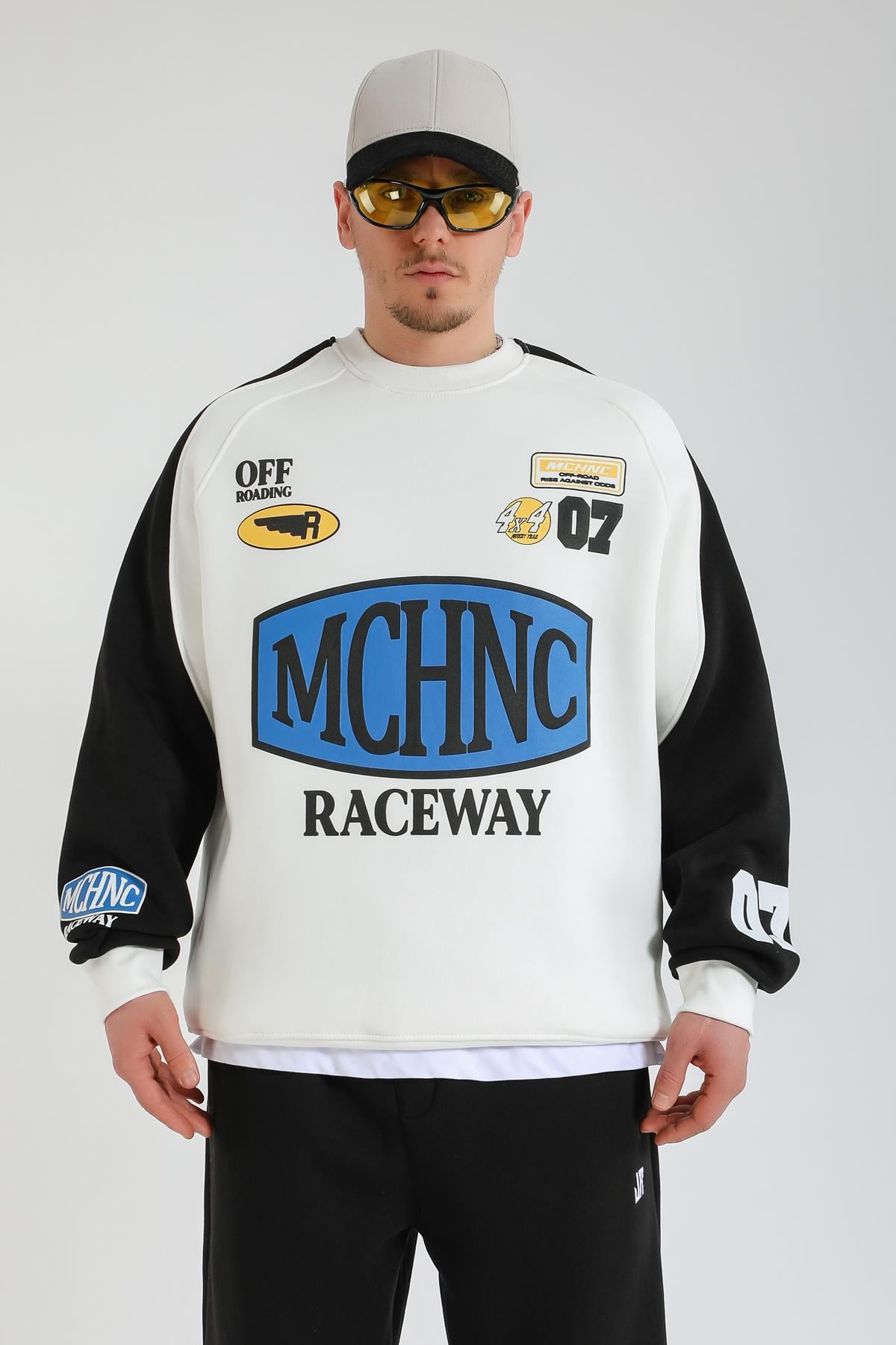 Raceway Krem Oversize Sweatshirt SW1366