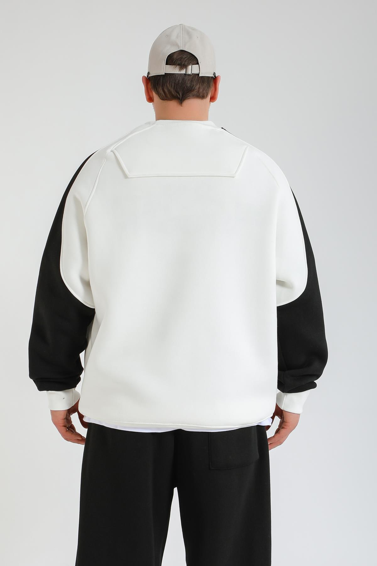 Raceway Krem Oversize Sweatshirt SW1366