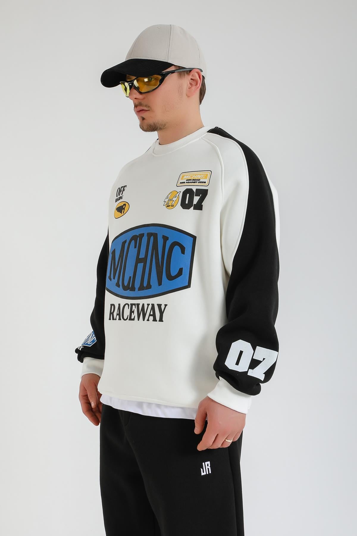Raceway Krem Oversize Sweatshirt SW1366