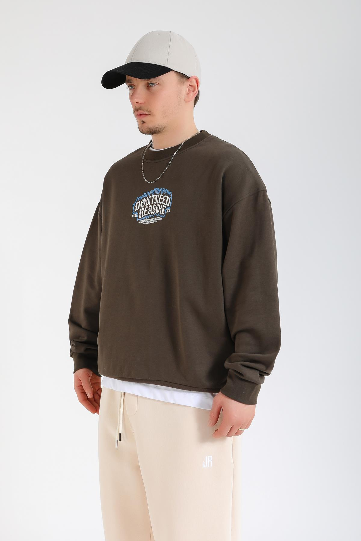 Reason Baskılı Oversize Sweatshirt SW1377