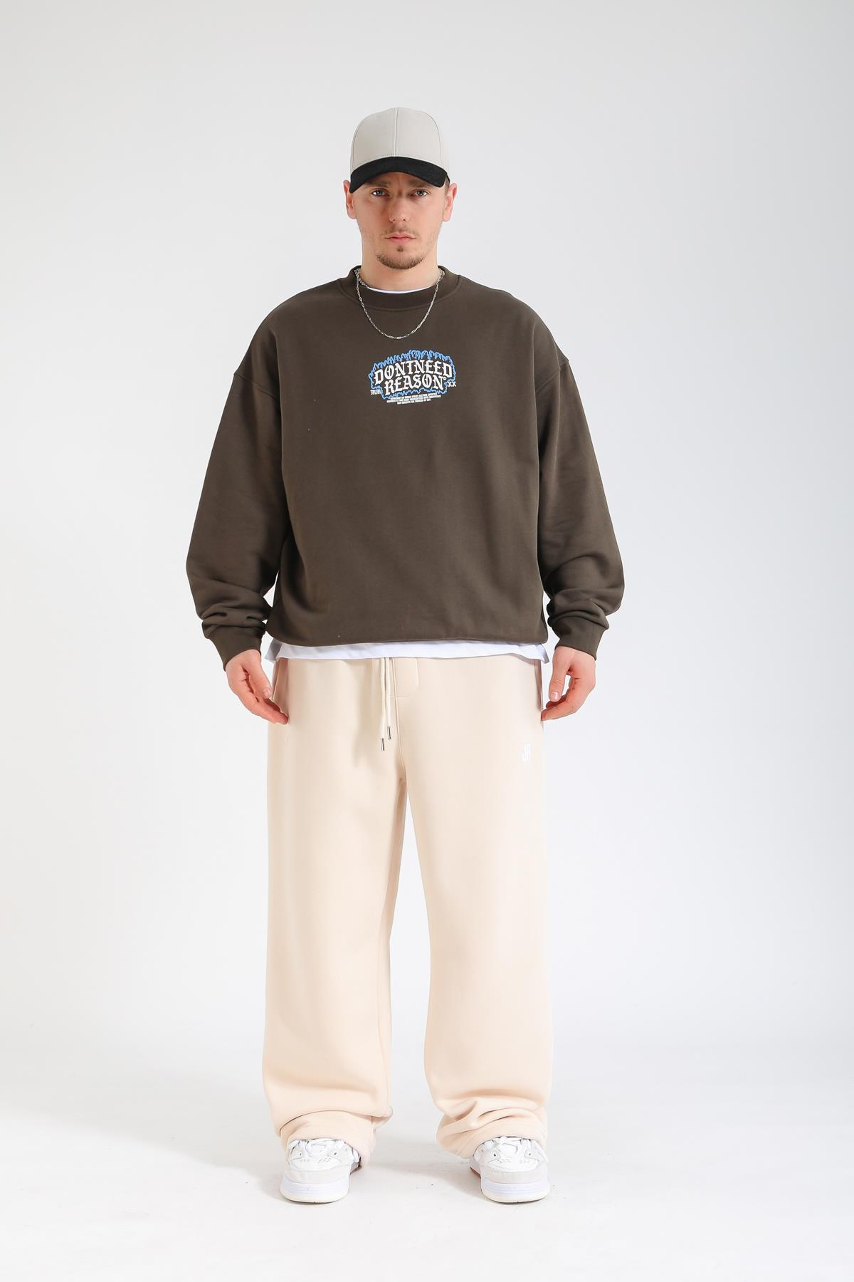 Reason Baskılı Oversize Sweatshirt SW1377