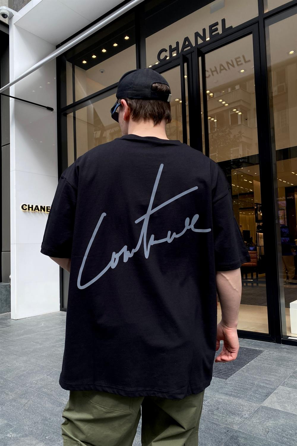 Reflektif Baskılı Couture Oversize Tshirt T578