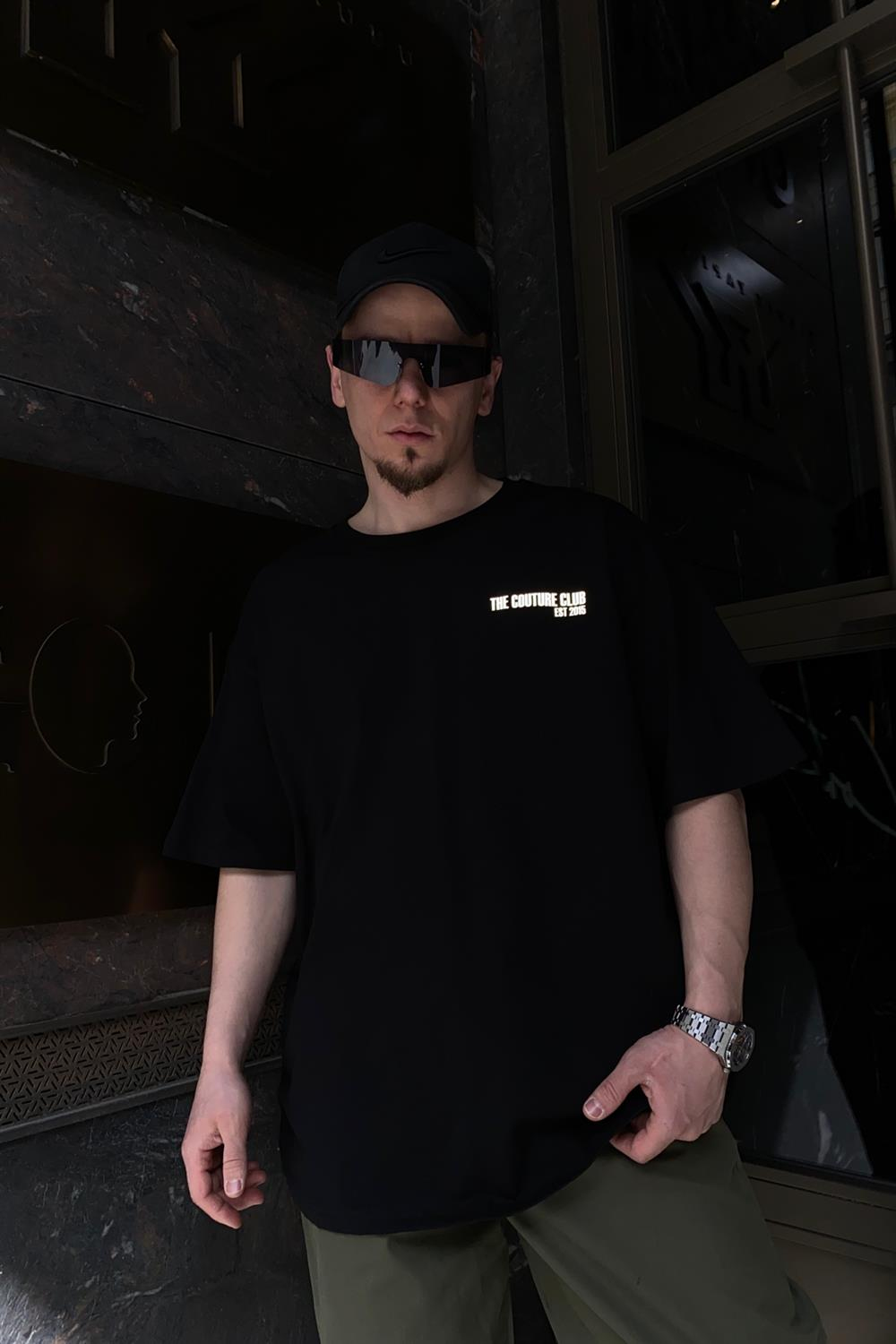 Reflektif Baskılı Couture Oversize Tshirt T578