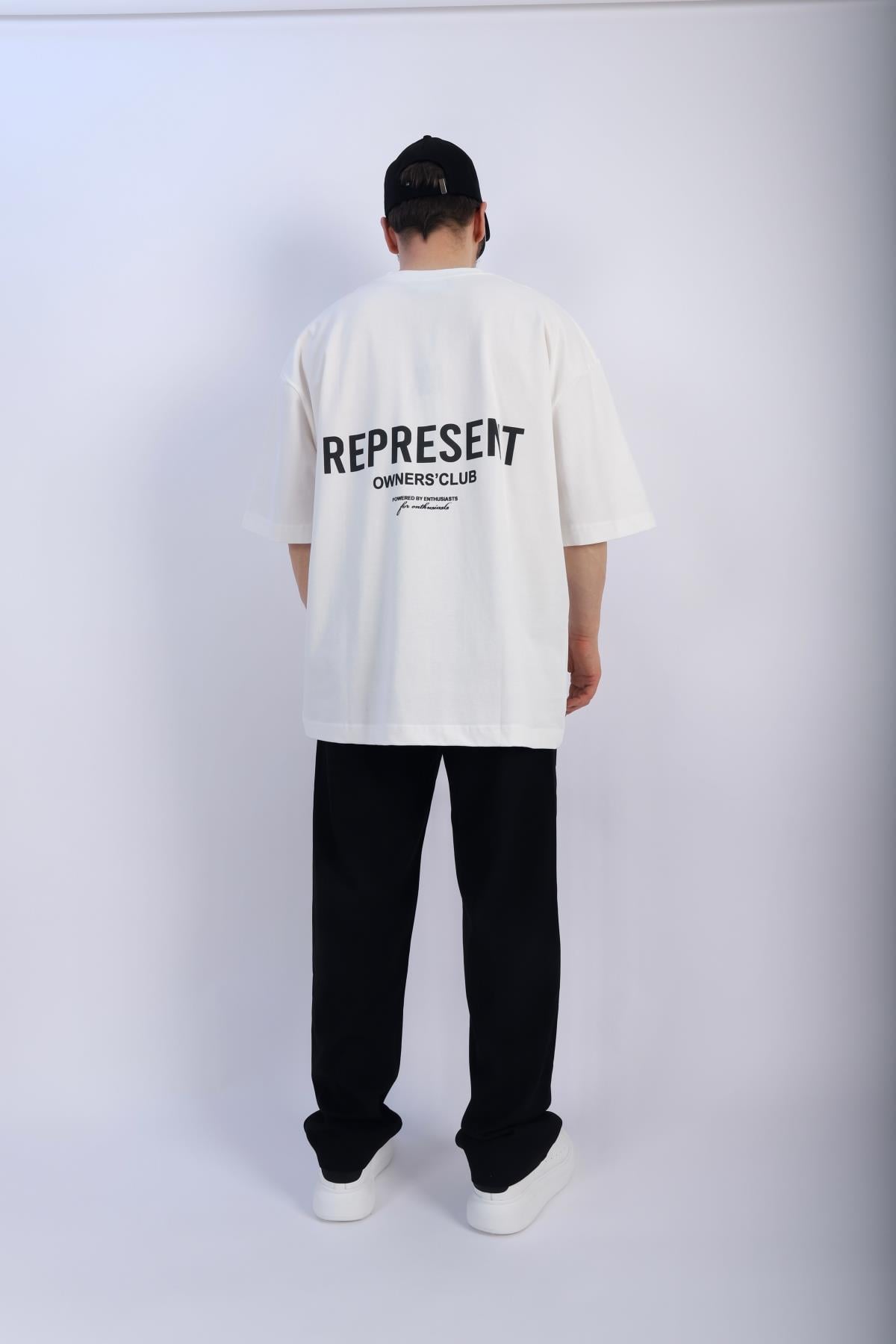 Represent Baskılı Beyaz Oversize Tshirt T887