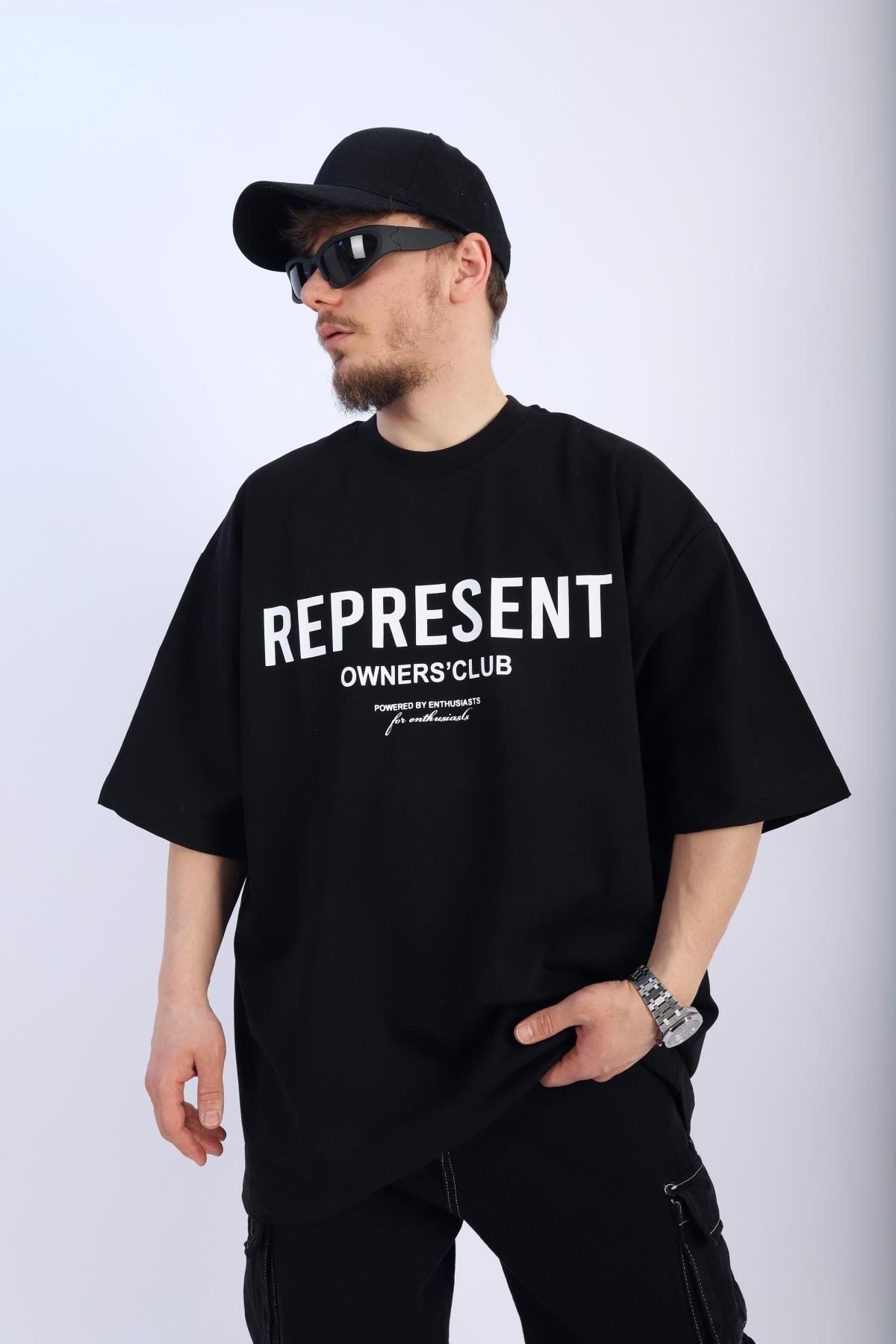 Represent Owners Siyah Oversize Tshirt T891