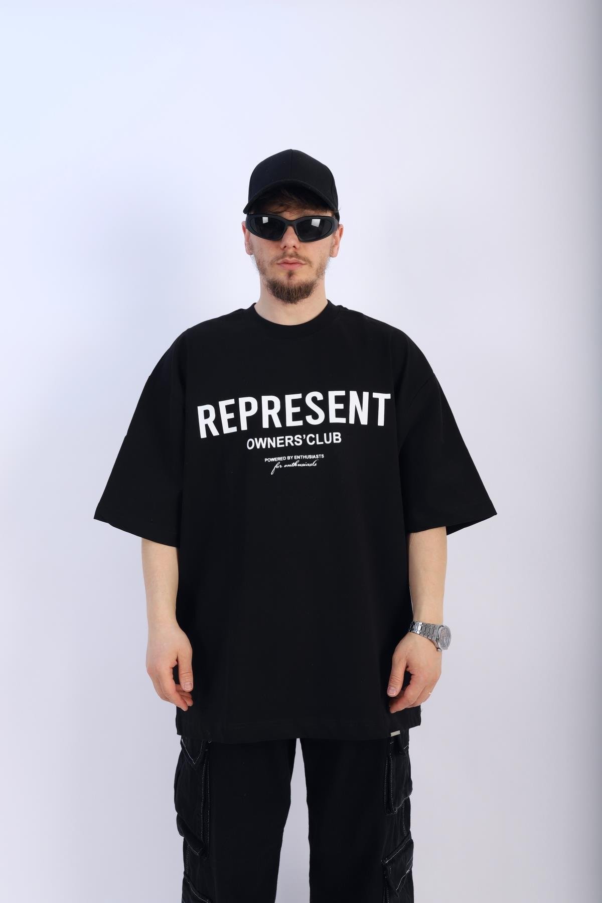 Represent Owners Siyah Oversize Tshirt T891