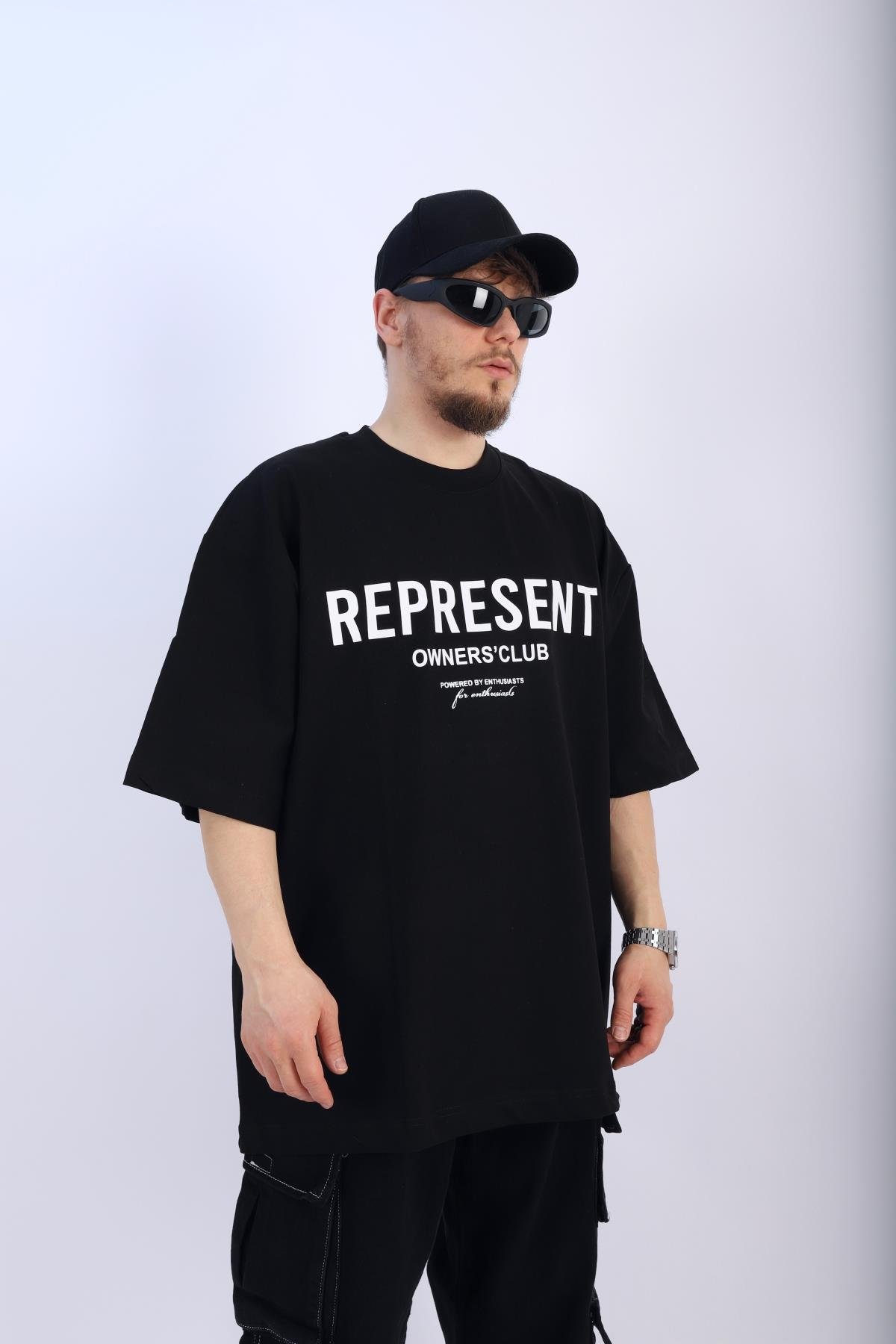 Represent Owners Siyah Oversize Tshirt T891