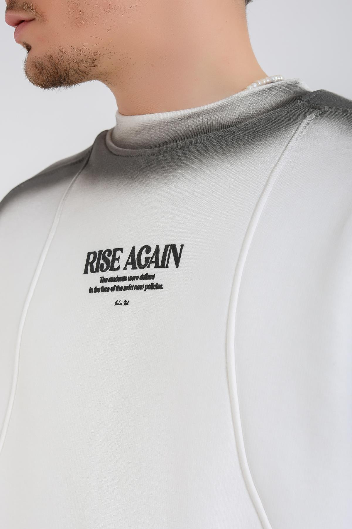 Rise Again Spray Effect Krem Oversize Sweatshirt SW1365