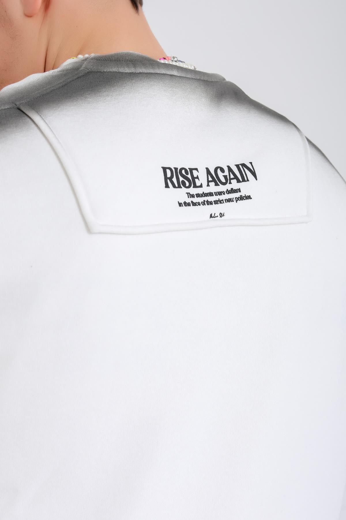 Rise Again Spray Effect Krem Oversize Sweatshirt SW1365