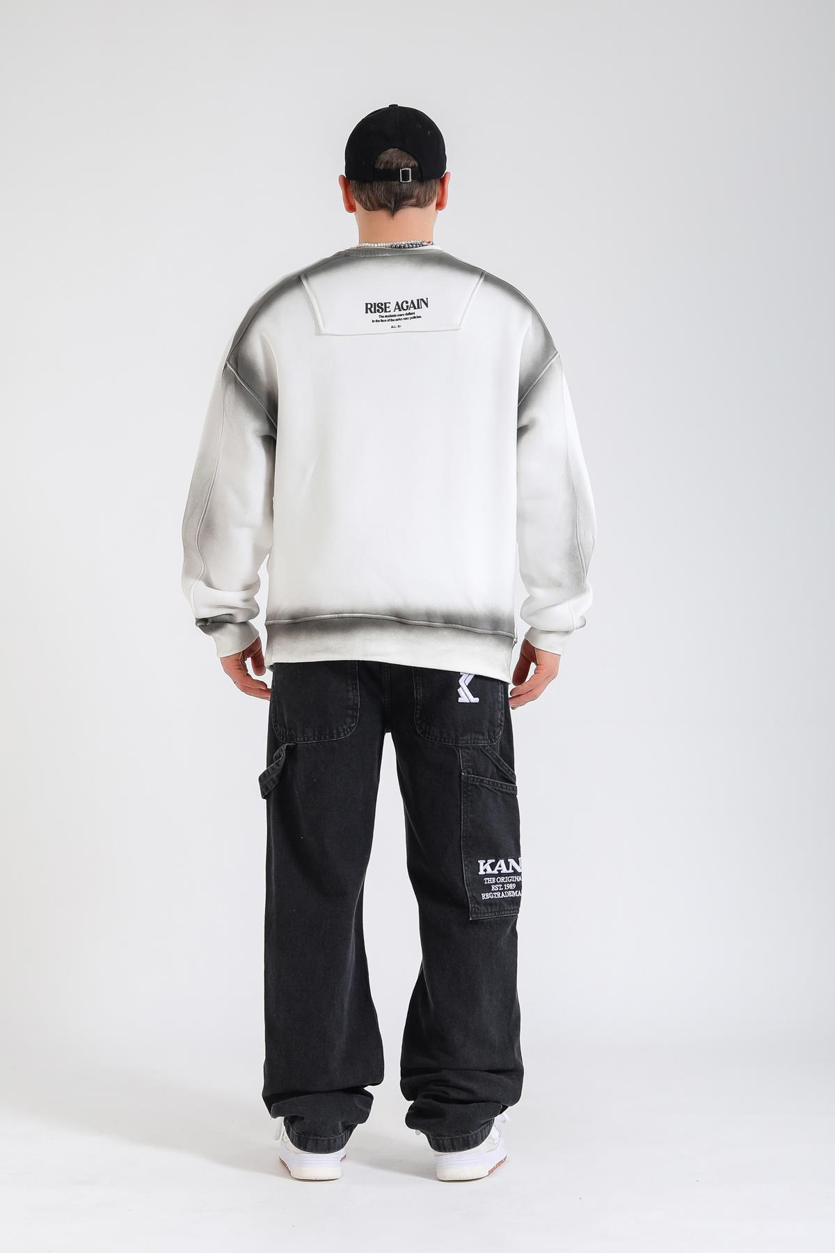 Rise Again Spray Effect Krem Oversize Sweatshirt SW1365