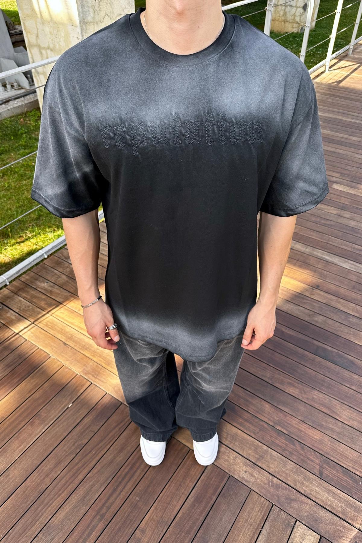 Rpt Acid Wash Füme Oversize Tshirt  T1104