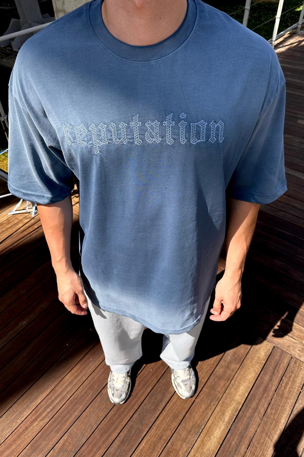 Rpt Acid Wash Mavi Oversize Tshirt T1121