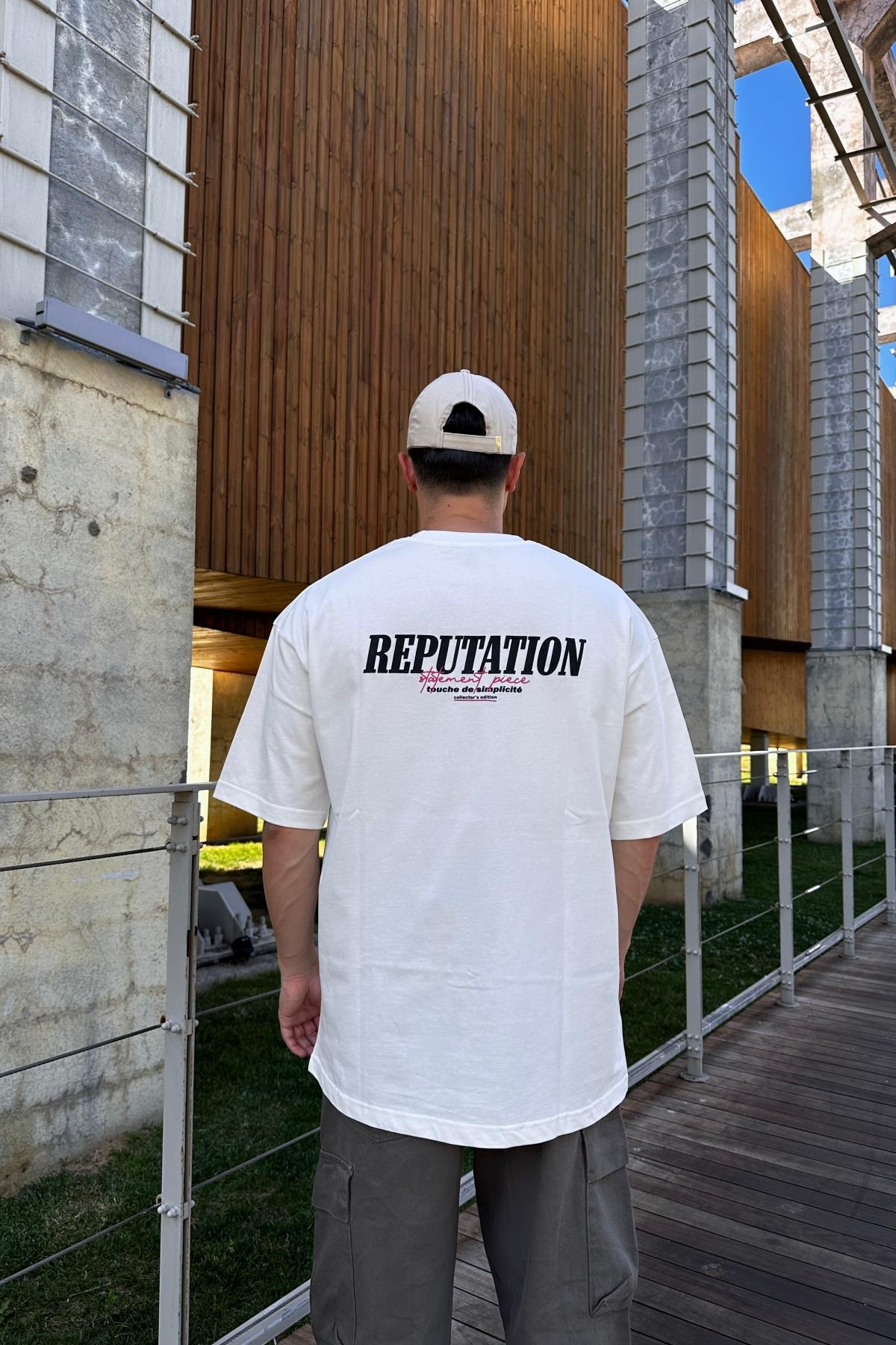 Rpt Baskılı Beyaz Oversize Tshirt T1118