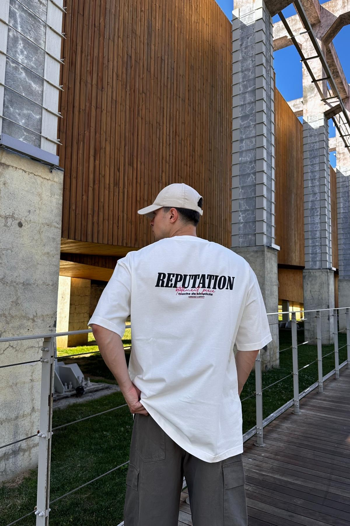 Rpt Baskılı Beyaz Oversize Tshirt T1118