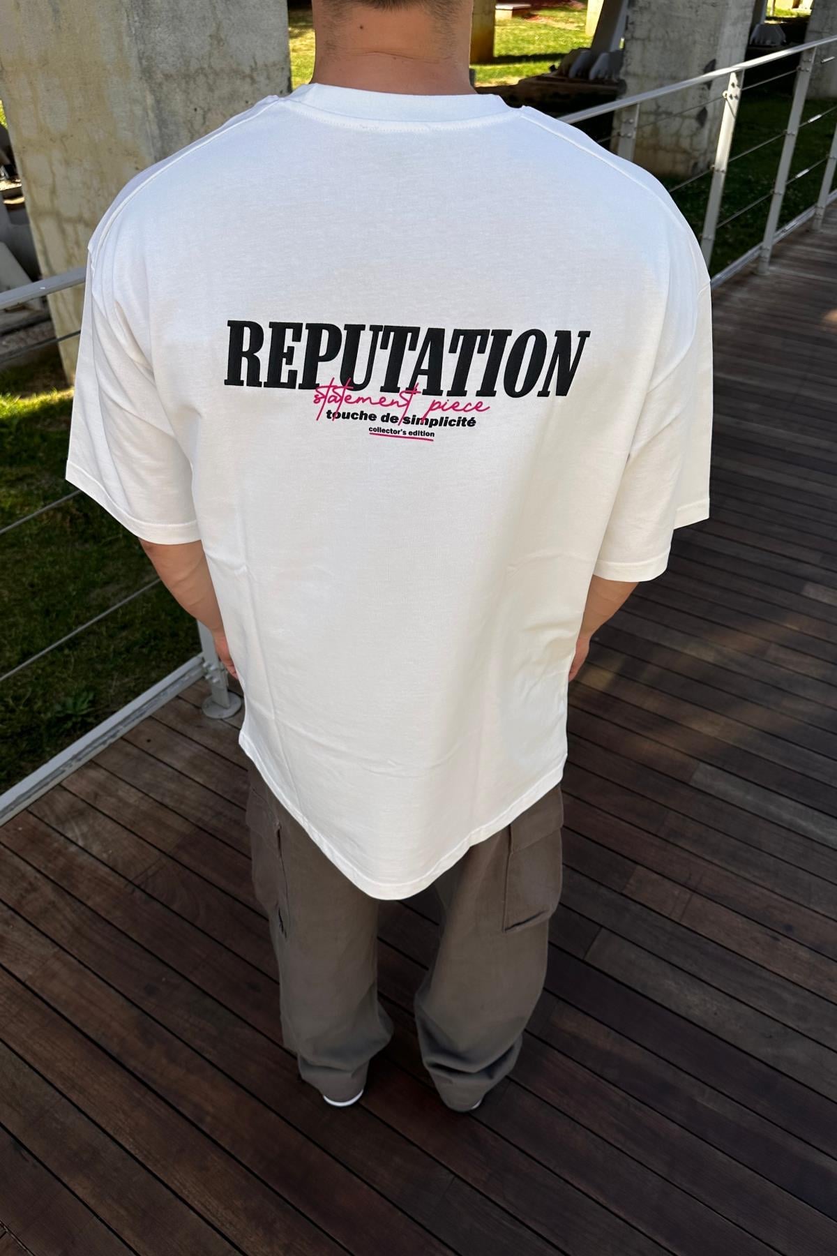 Rpt Baskılı Beyaz Oversize Tshirt T1118