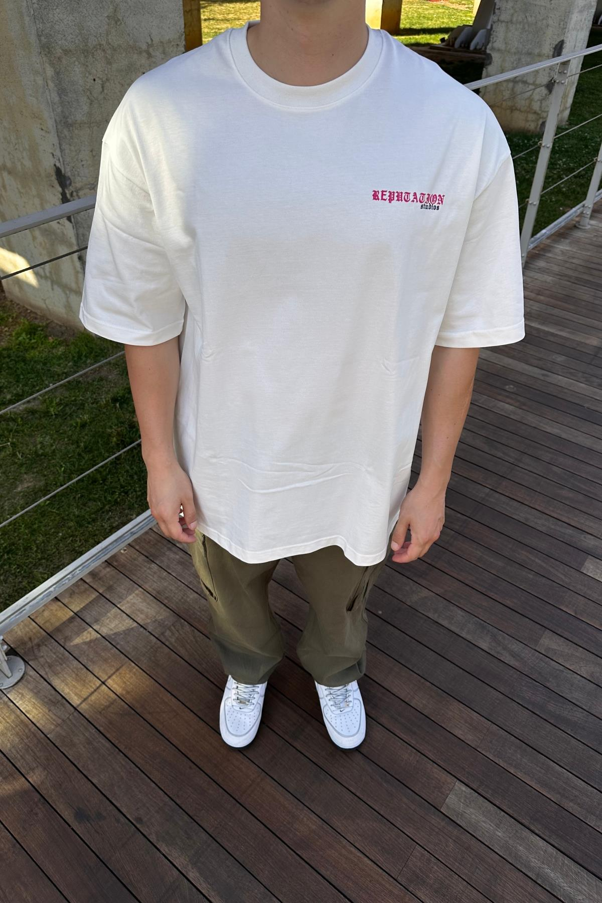 Rpt Studio Baskılı Beyaz Oversize Tshirt T1119