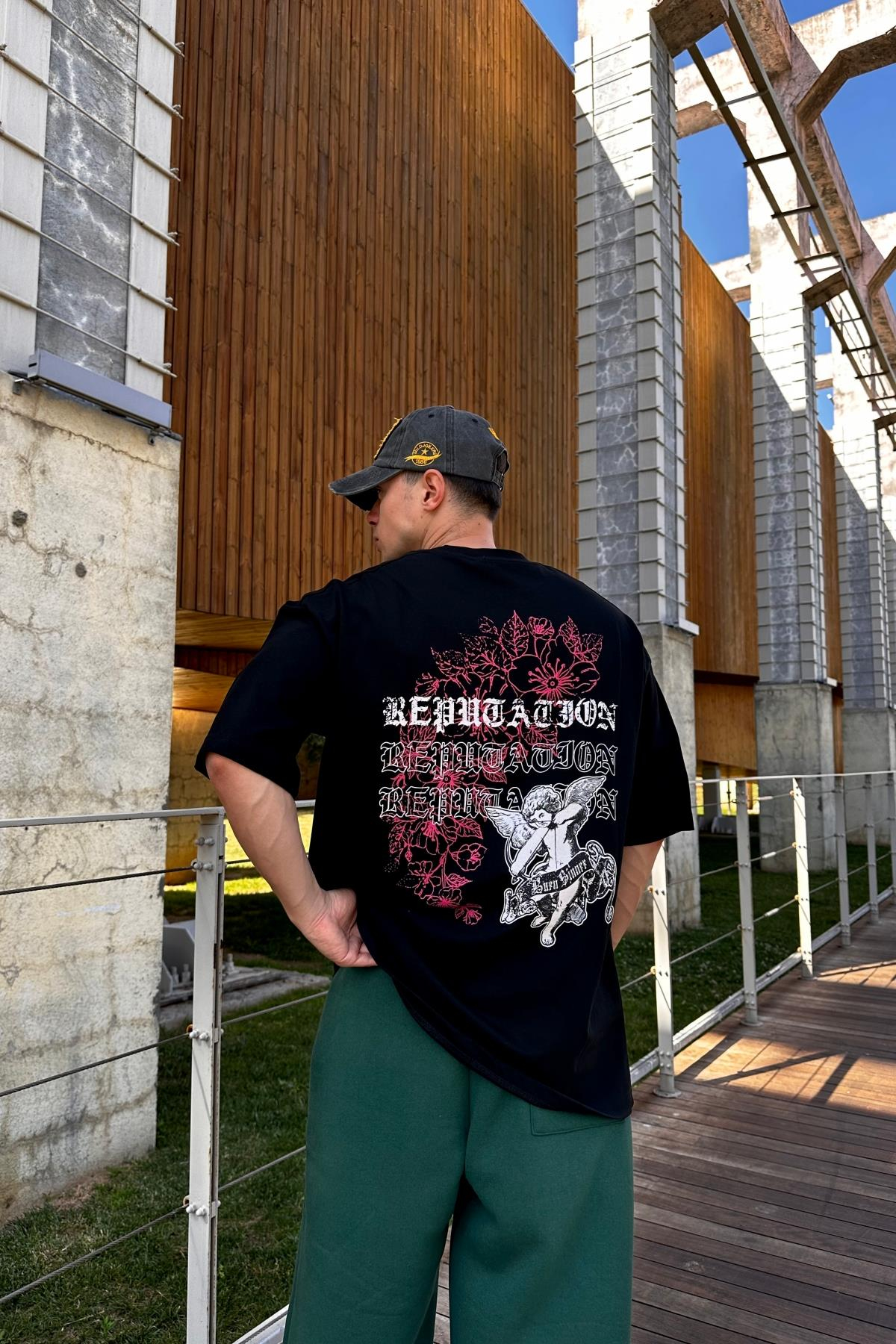 Rpt Studio Siyah Baskılı Oversize Tshirt T1124