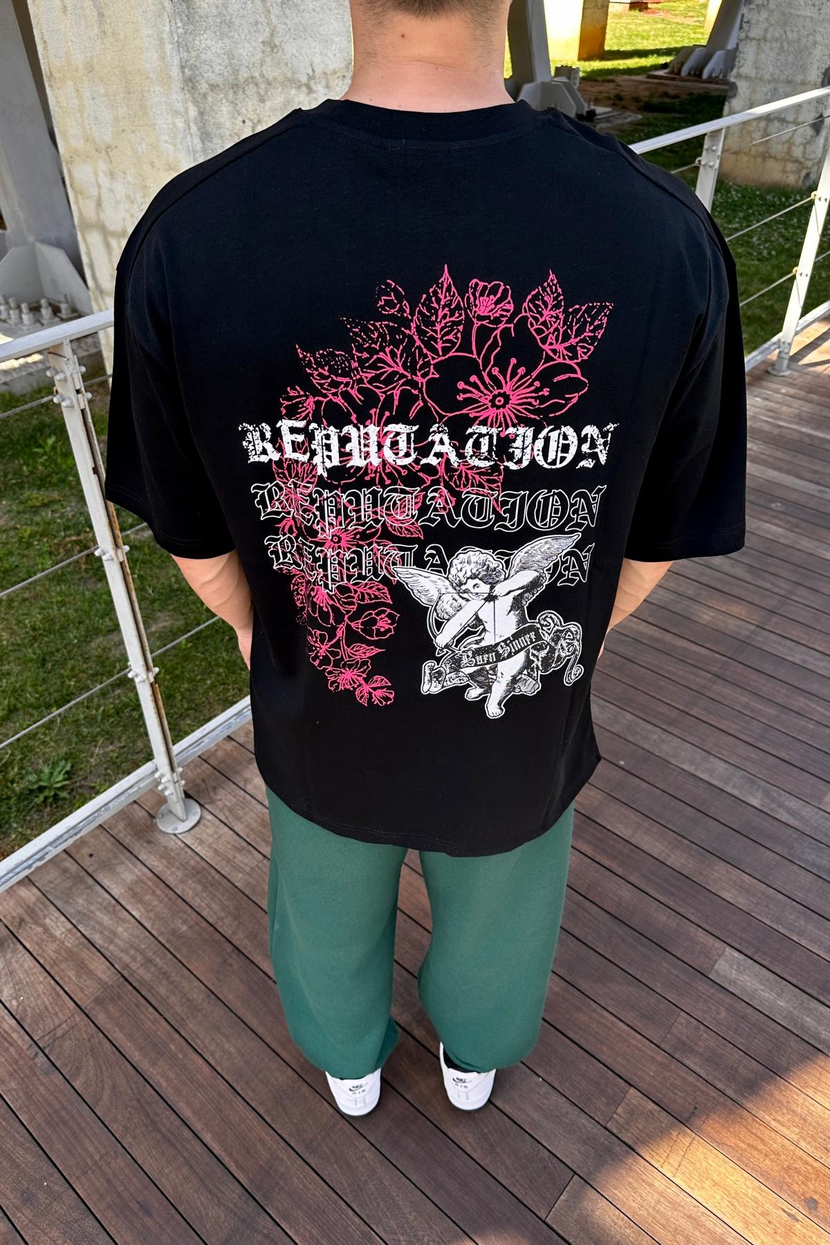 Rpt Studio Siyah Baskılı Oversize Tshirt T1124