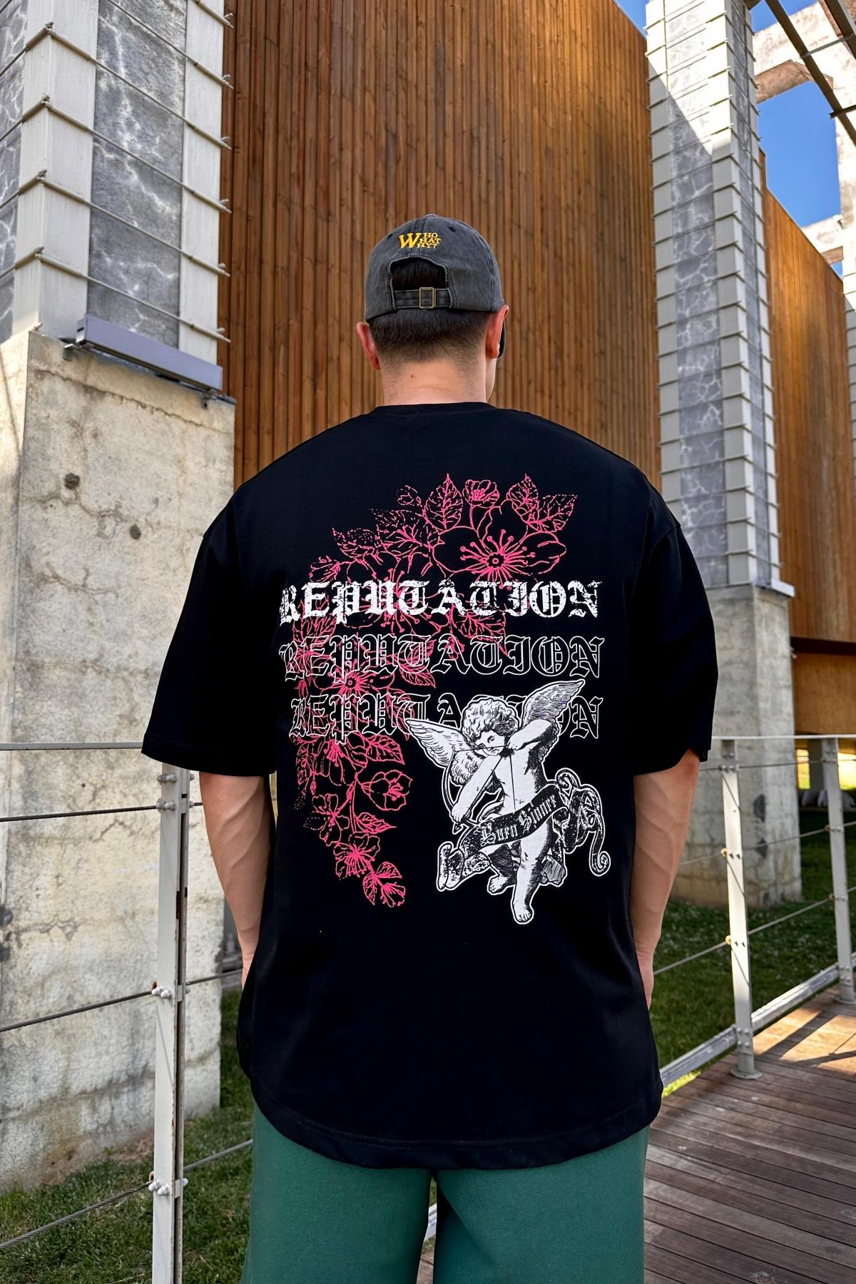 Rpt Studio Siyah Baskılı Oversize Tshirt T1124