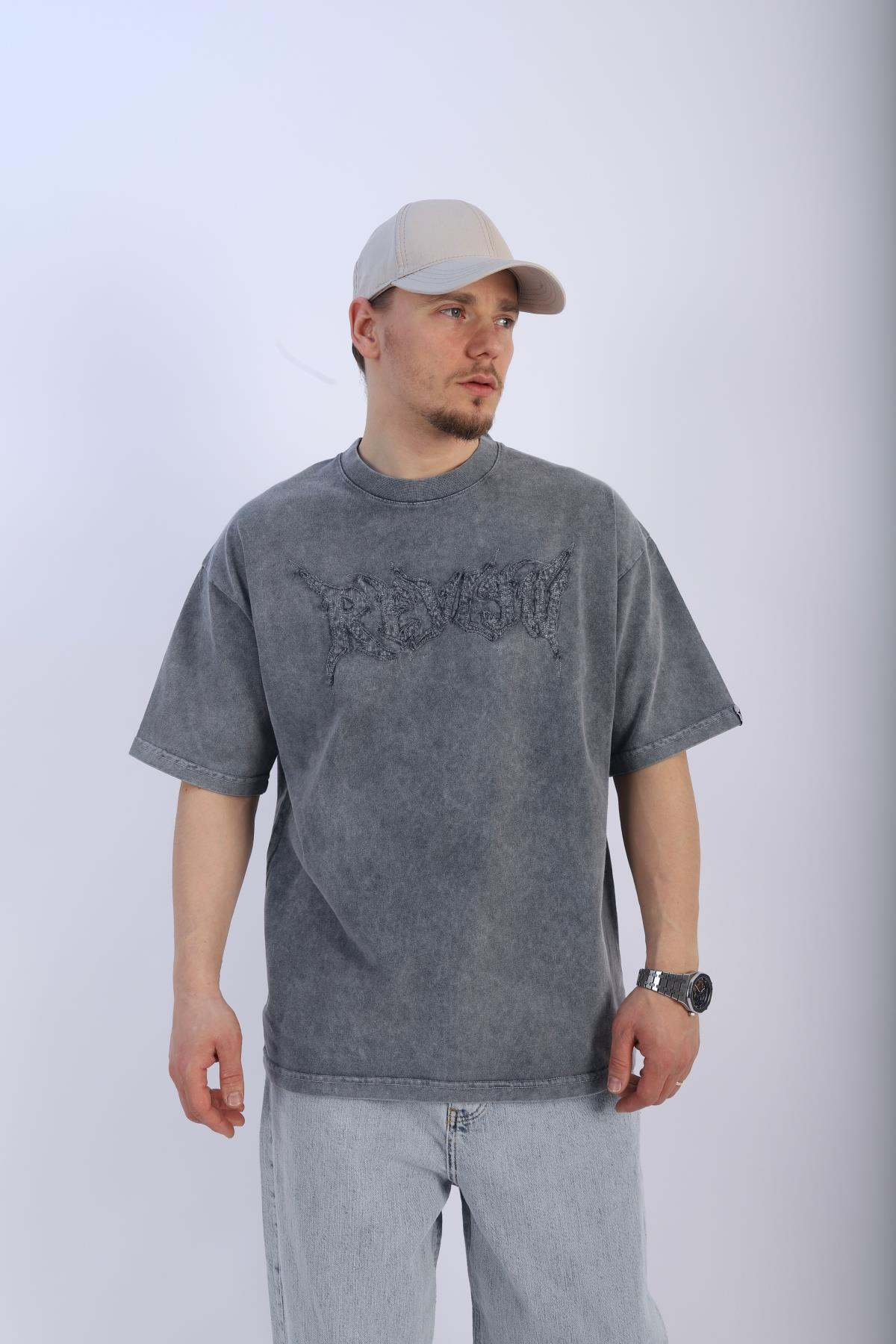 Rv Acid Wash Füme Oversize Tshirt T927