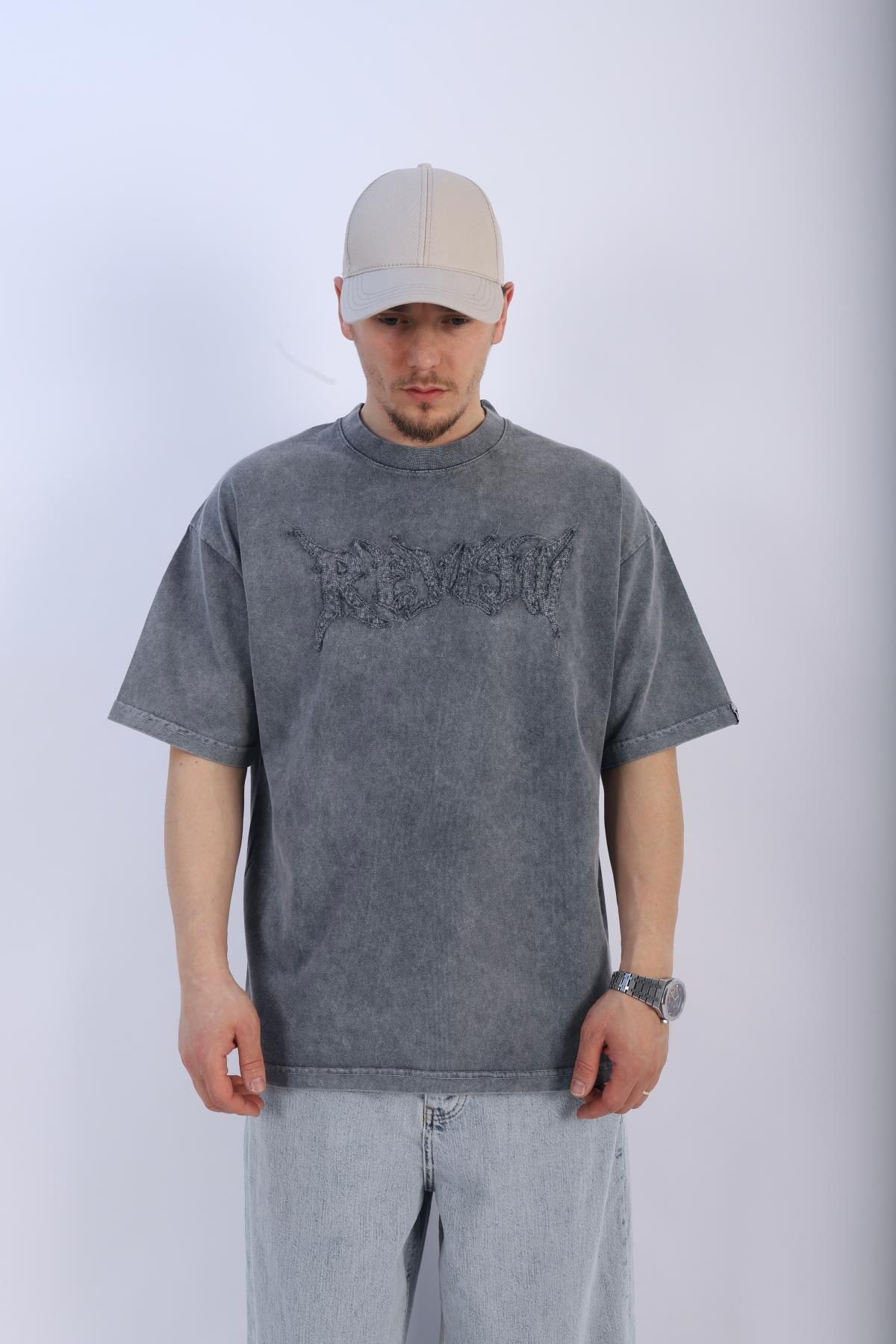 Rv Acid Wash Füme Oversize Tshirt T927