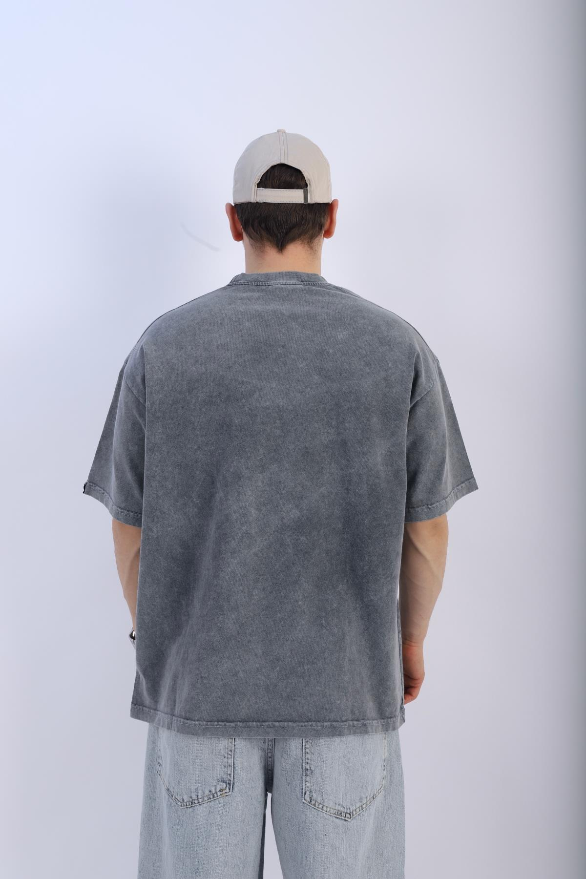 Rv Acid Wash Füme Oversize Tshirt T927