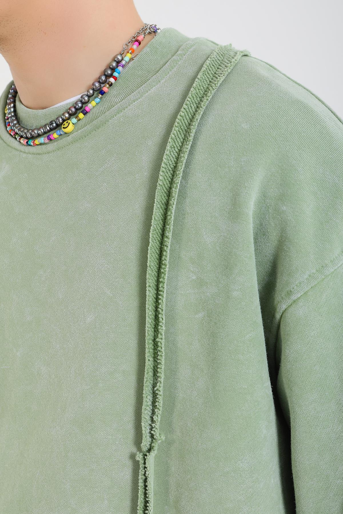 Rv Acid Wash Yeşil Oversize Sweatshirt SW1374