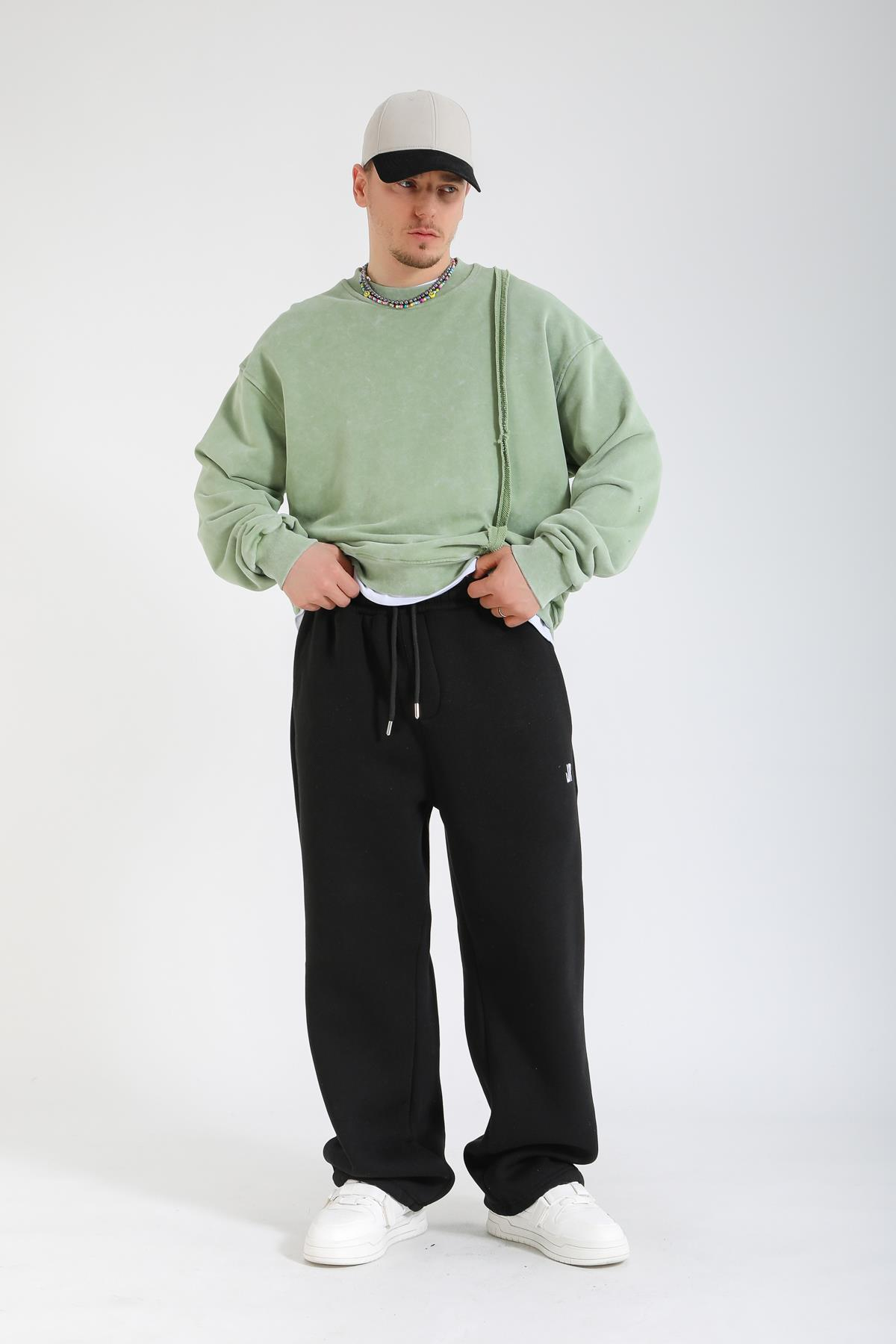 Rv Acid Wash Yeşil Oversize Sweatshirt SW1374