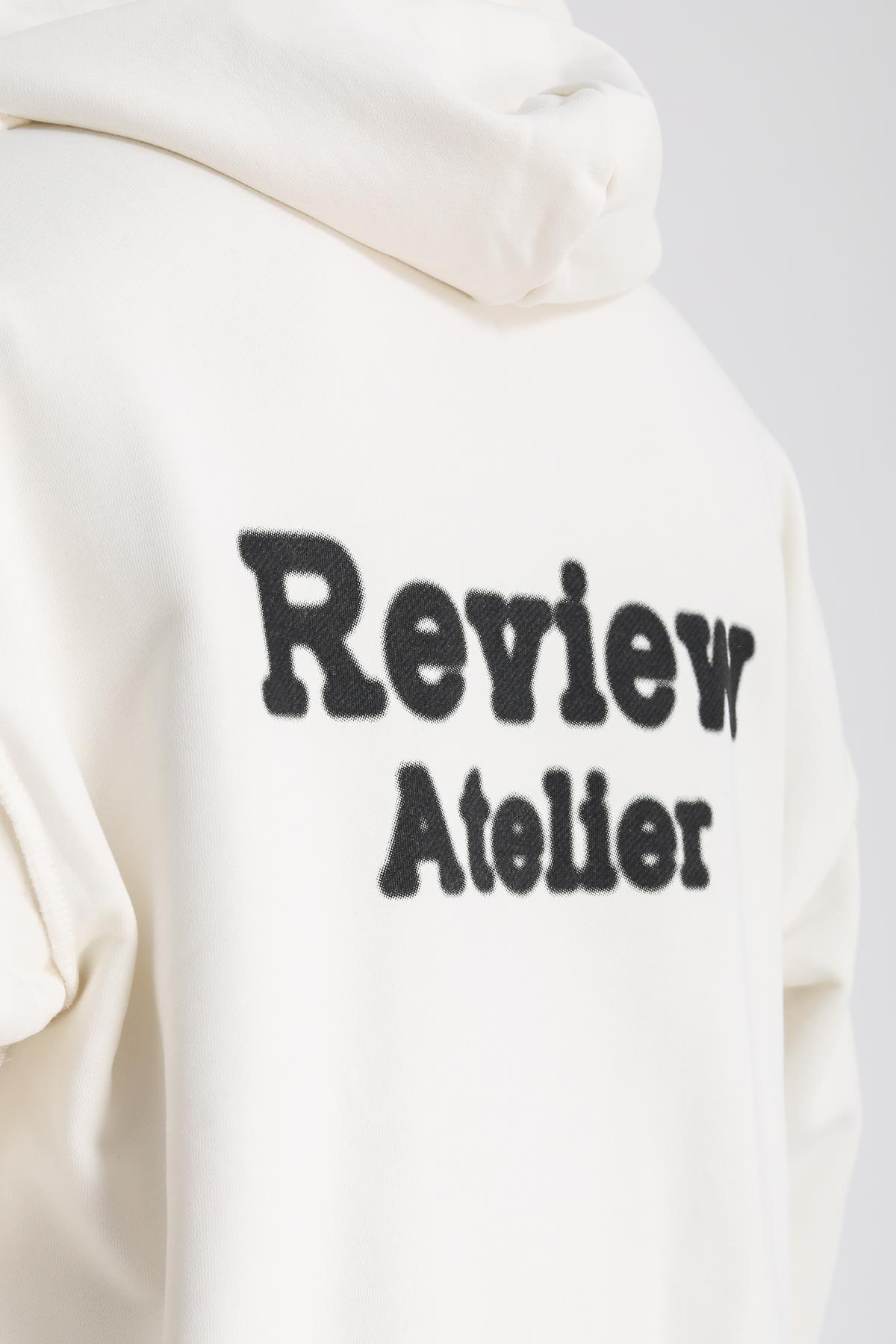Rv Ateiler Baskılı Krem Oversize Sweatshirt SW1154