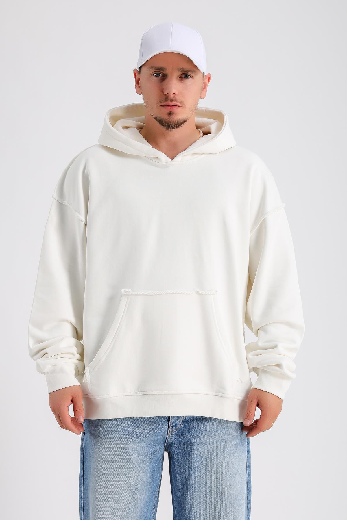 Rv Ateiler Baskılı Krem Oversize Sweatshirt SW1154