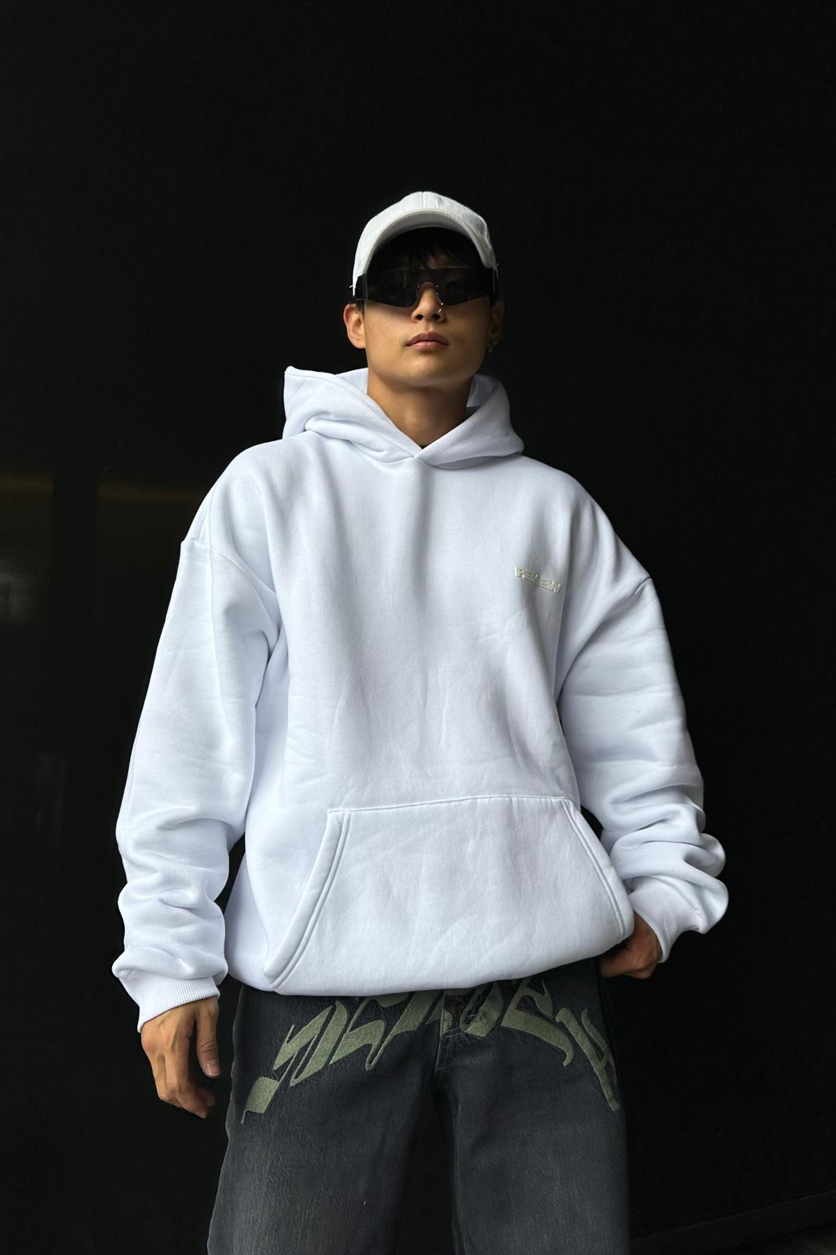 Rv Basic Beyaz Oversize Sweatshirt SW1029