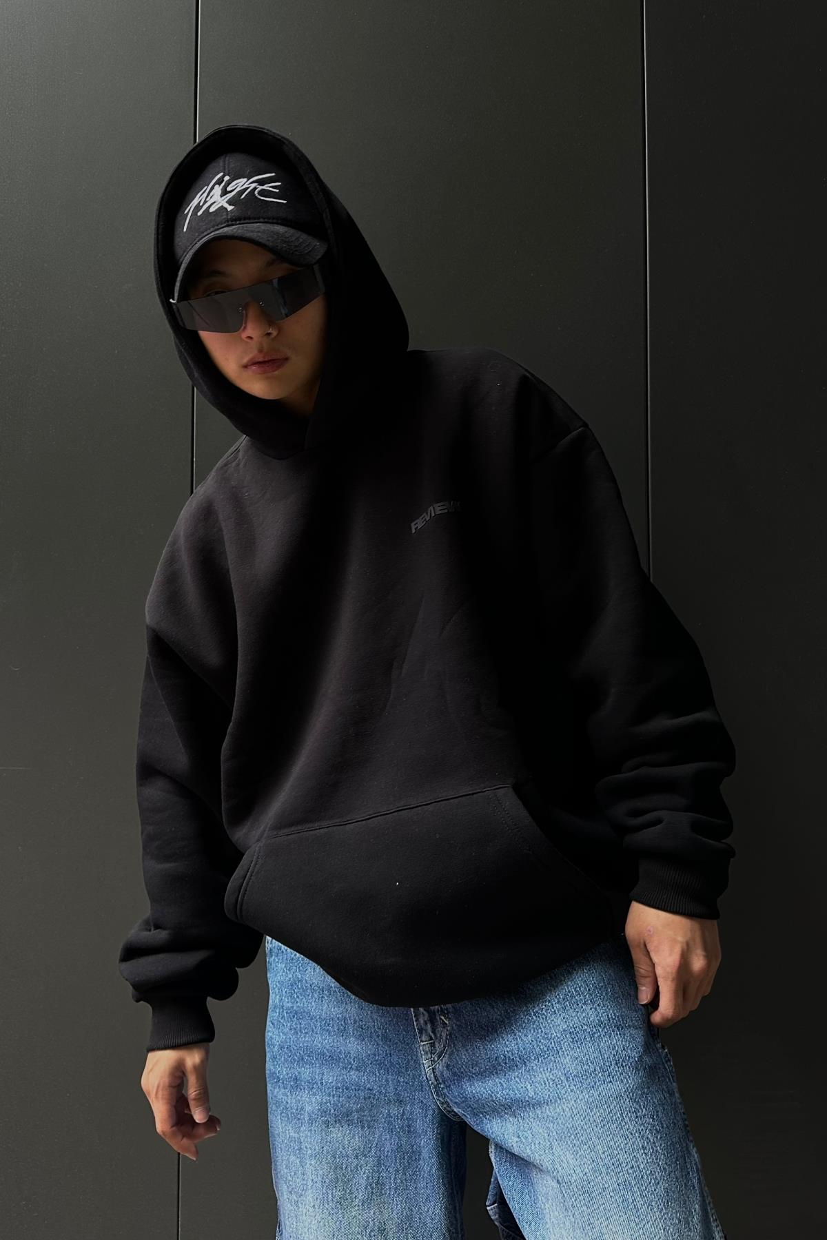 Rv Basic Siyah Oversize Sweatshirt SW1022