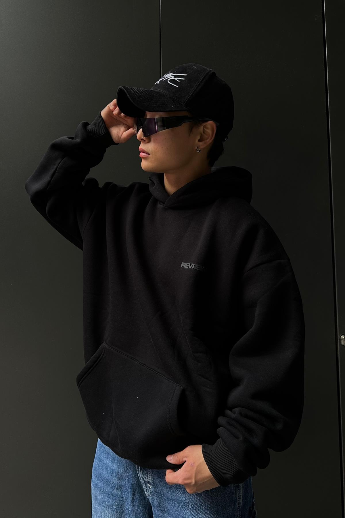 Rv Basic Siyah Oversize Sweatshirt SW1022