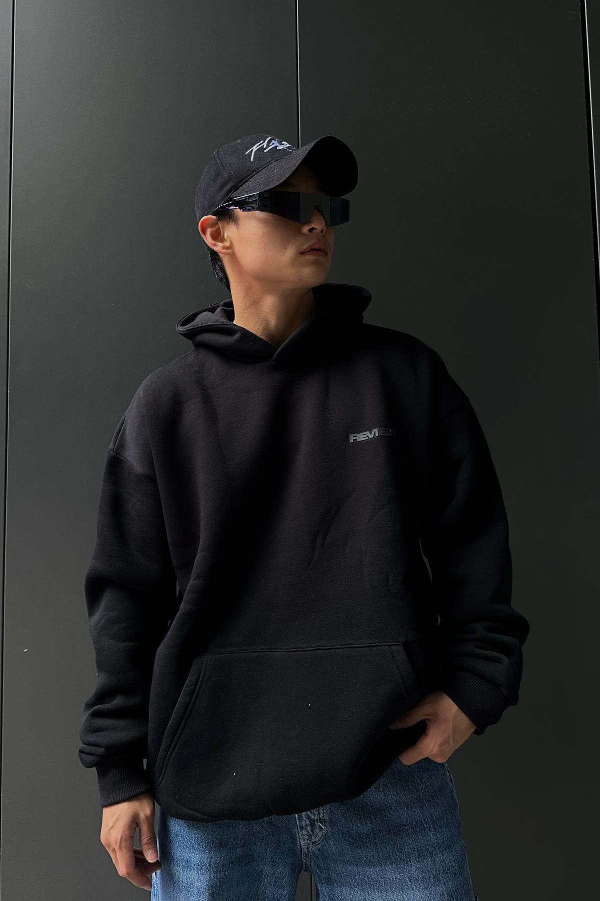 Rv Basic Siyah Oversize Sweatshirt SW1022