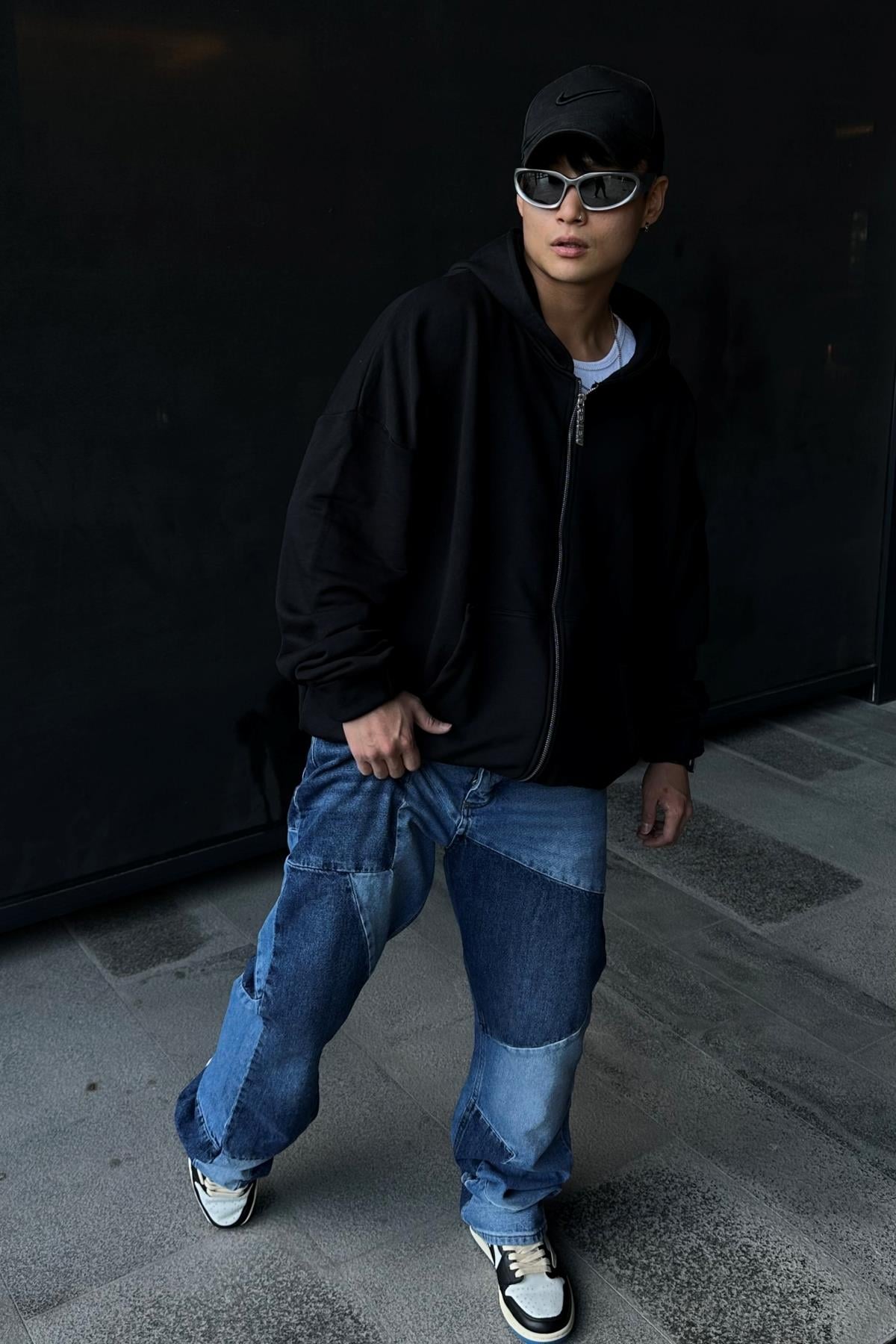 Rv Basic Siyah Zipper Oversize Sweatshirt SW1005
